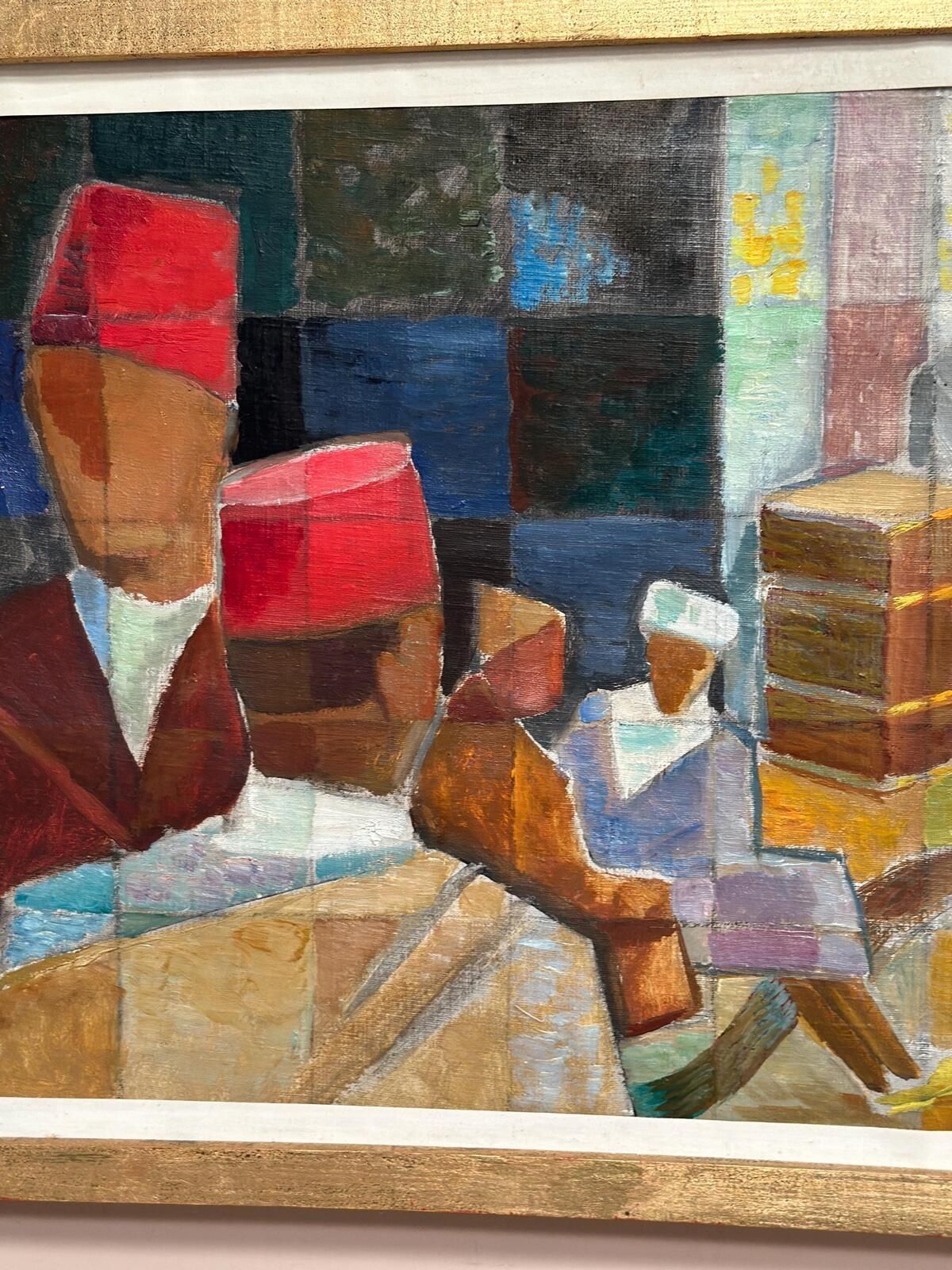 Art Original Mid Century Swedish Oil On Canvas – “På Gatan I Tetuan” By Olle Von Schewen Vintage & Framed 41 × 50 Cm (16.1" × 19.7") photo
