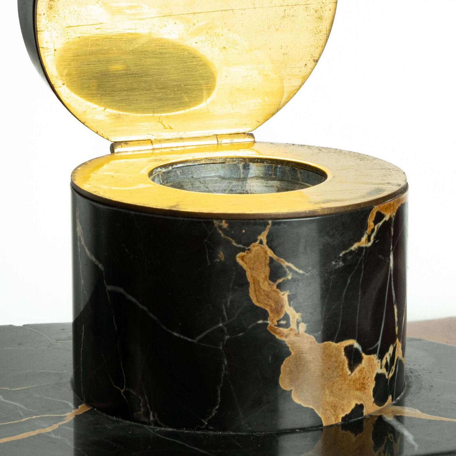 Italian Art Deco Portoro Marble Ink Well photo for sale