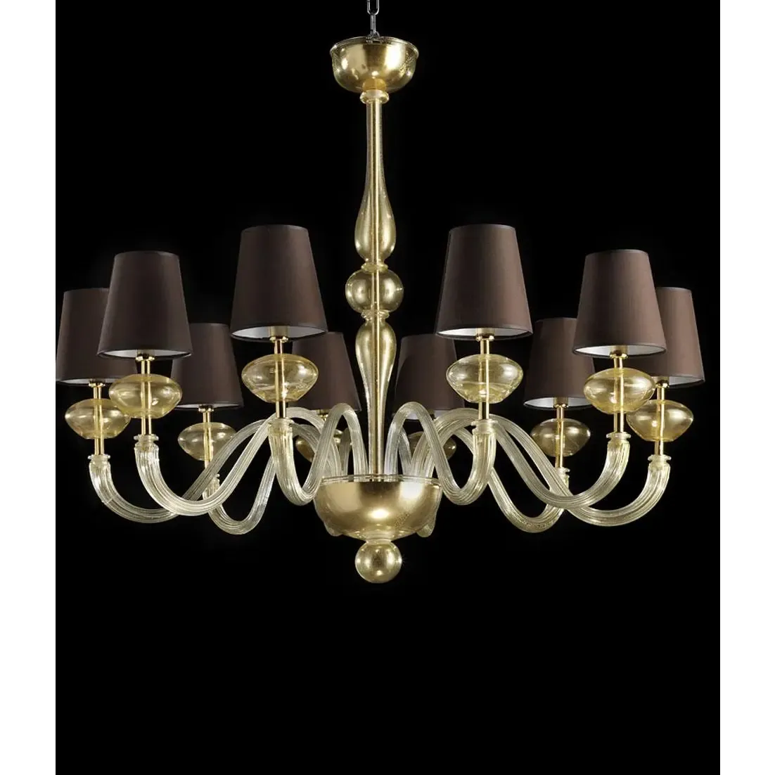 Modern Gold Murano Glass Chandelier In Contemporary Style photo for sale