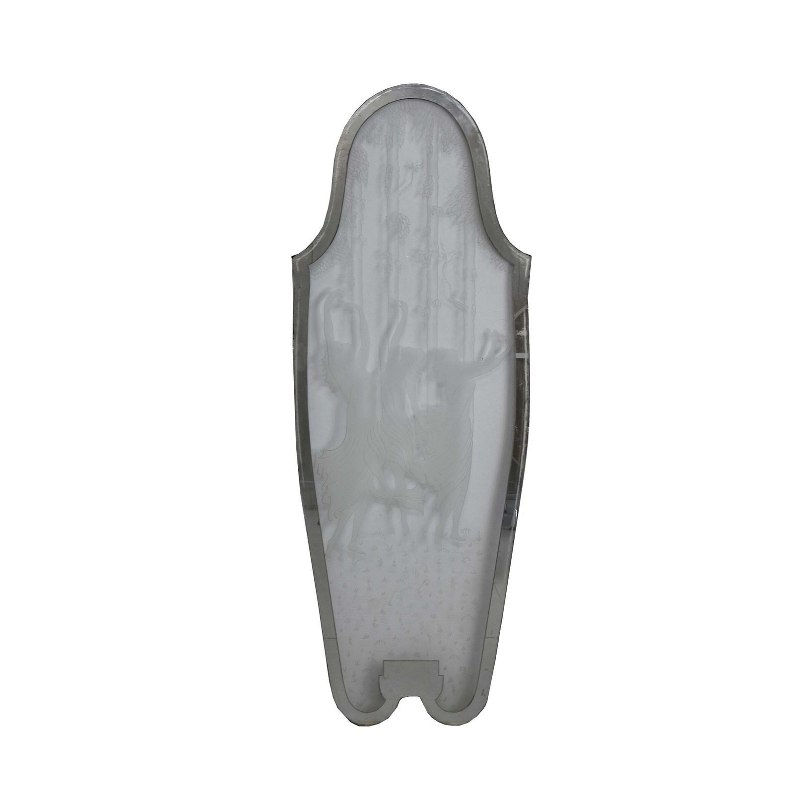 Art Déco Mirror Panel Frosted Etched Glass With Dancing Figures And Mirrored Fra photo furniture