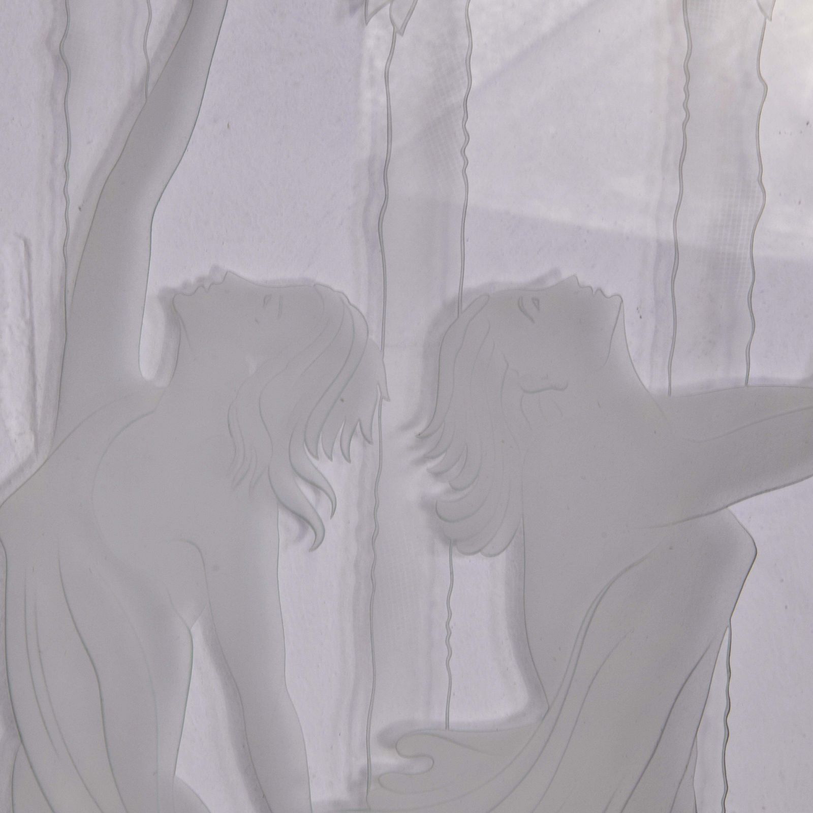 Art Déco Mirror Panel Frosted Etched Glass With Dancing Figures And Mirrored Fra photo buy