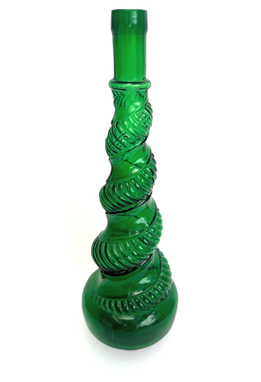 Mid Century Italian "Genie" Bottle In Green Glass 1960s
