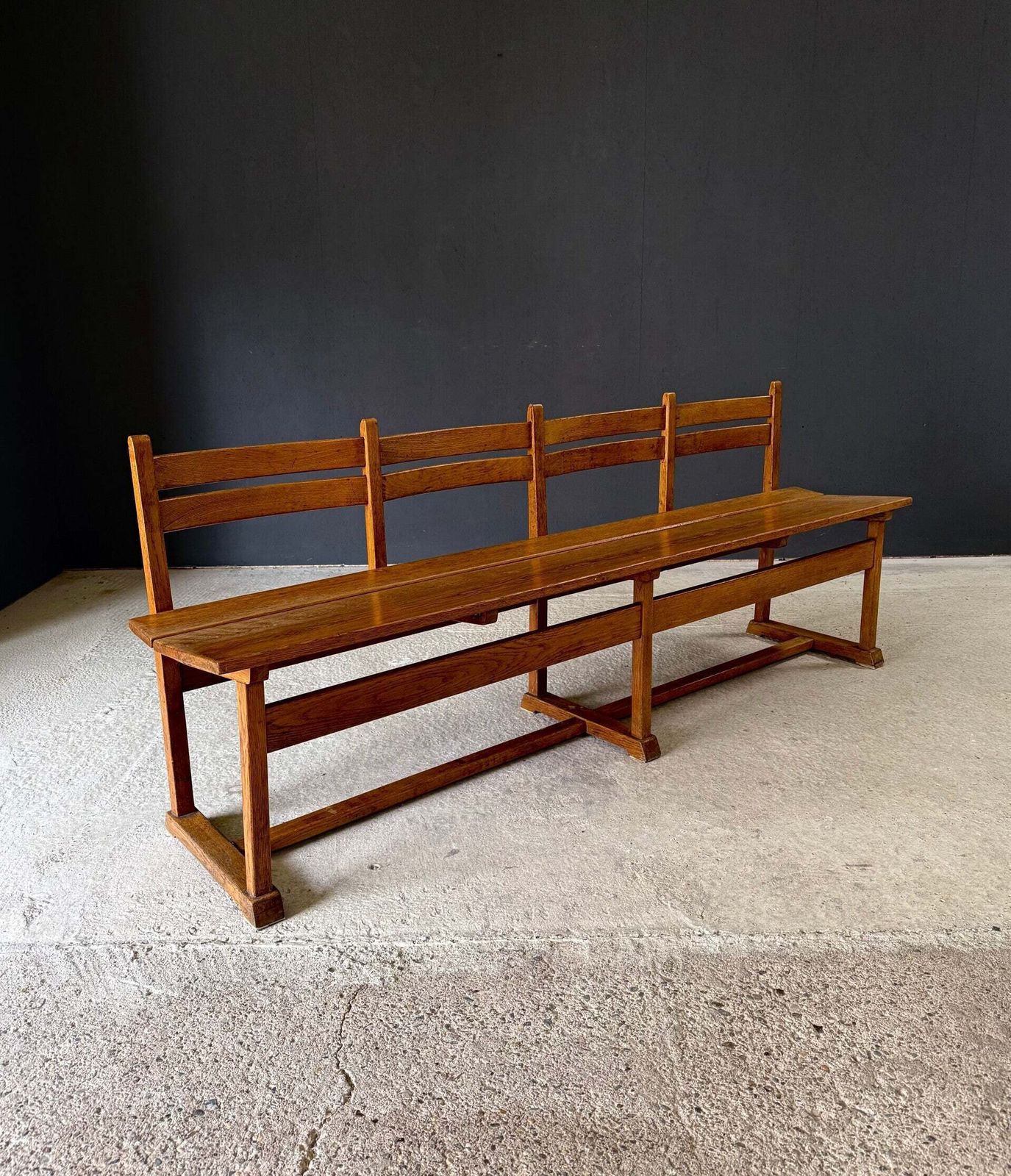 Midcentury Handcrafted Design 4 Seat Oak Bench, 1950's Belgium photo buy