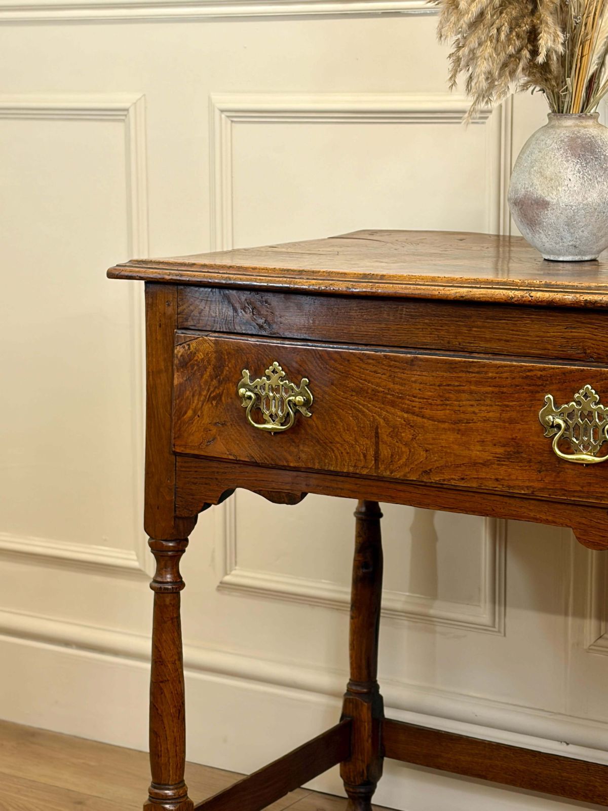 Antique Country Burr Elm Side Table With Frieze Drawer photo furniture