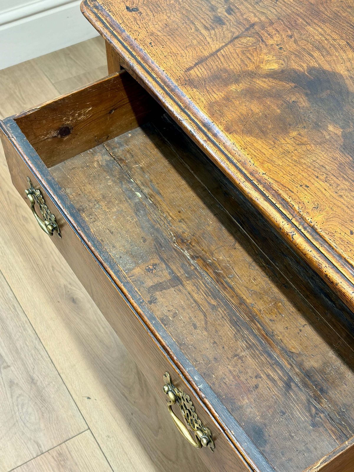 Antique Country Burr Elm Side Table With Frieze Drawer photo buy