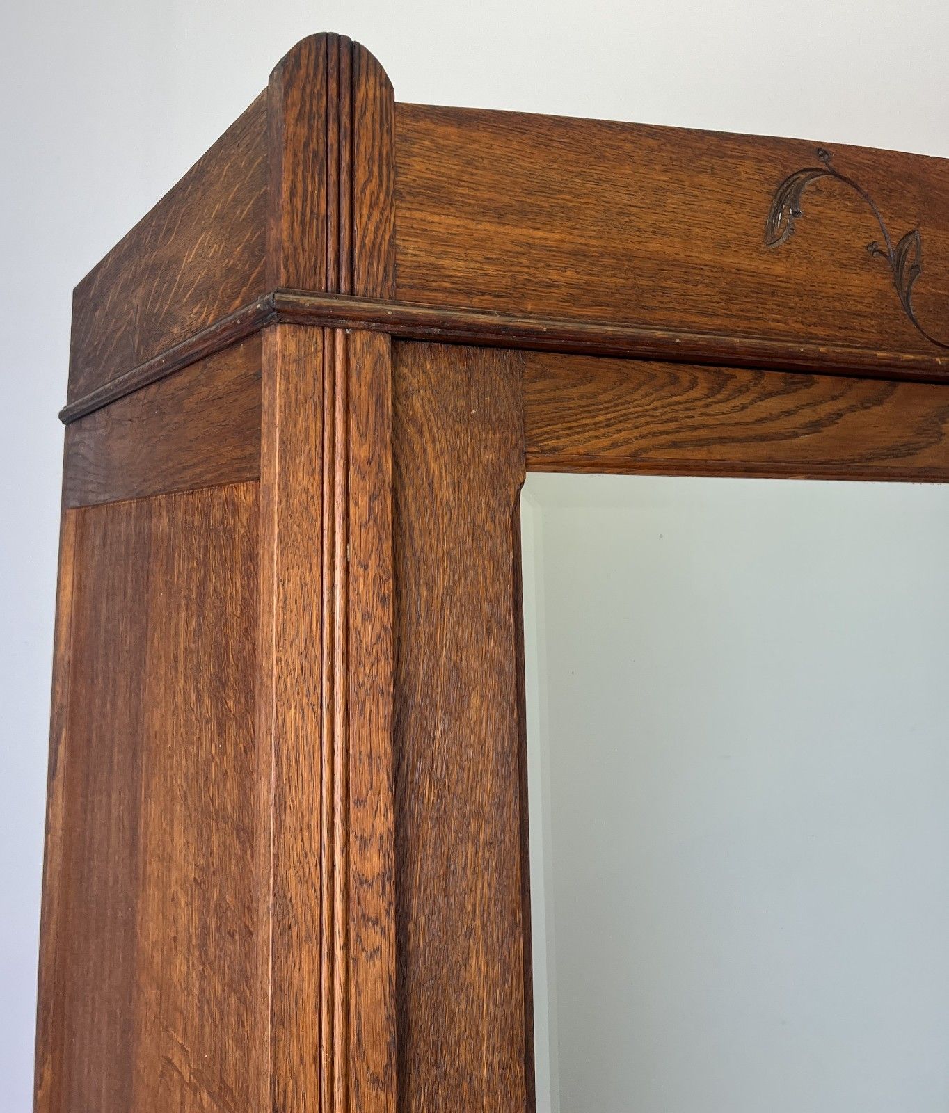 Wardrobe Antique French Oak Two Door Mirrored Carved Armoire Cabinet Lot 6100 photo vinterior