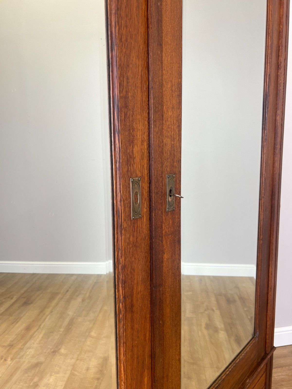 Wardrobe Antique French Oak Two Door Mirrored Carved Armoire Cabinet Lot 6100 photo vintage