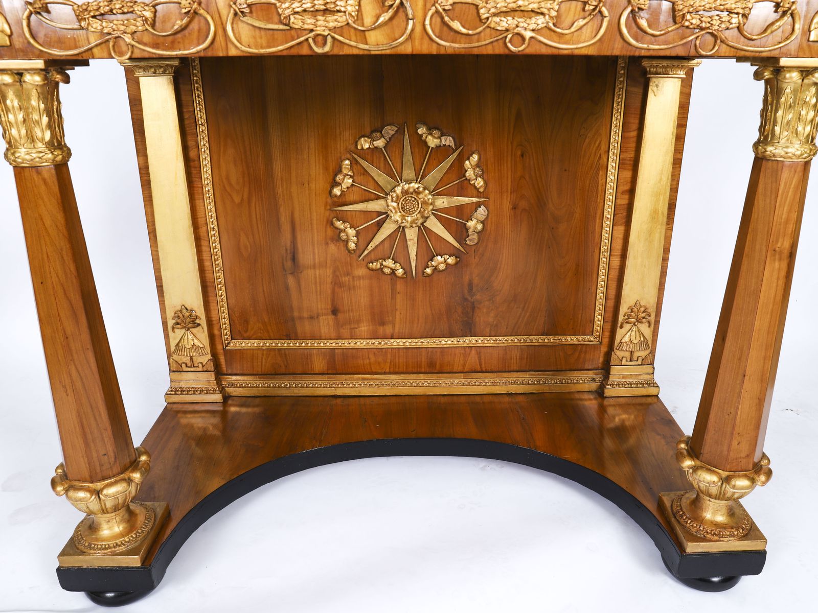 Antique French Empire Period  Walnut Marble Top Parcel Gilt Console C1810 photo buy