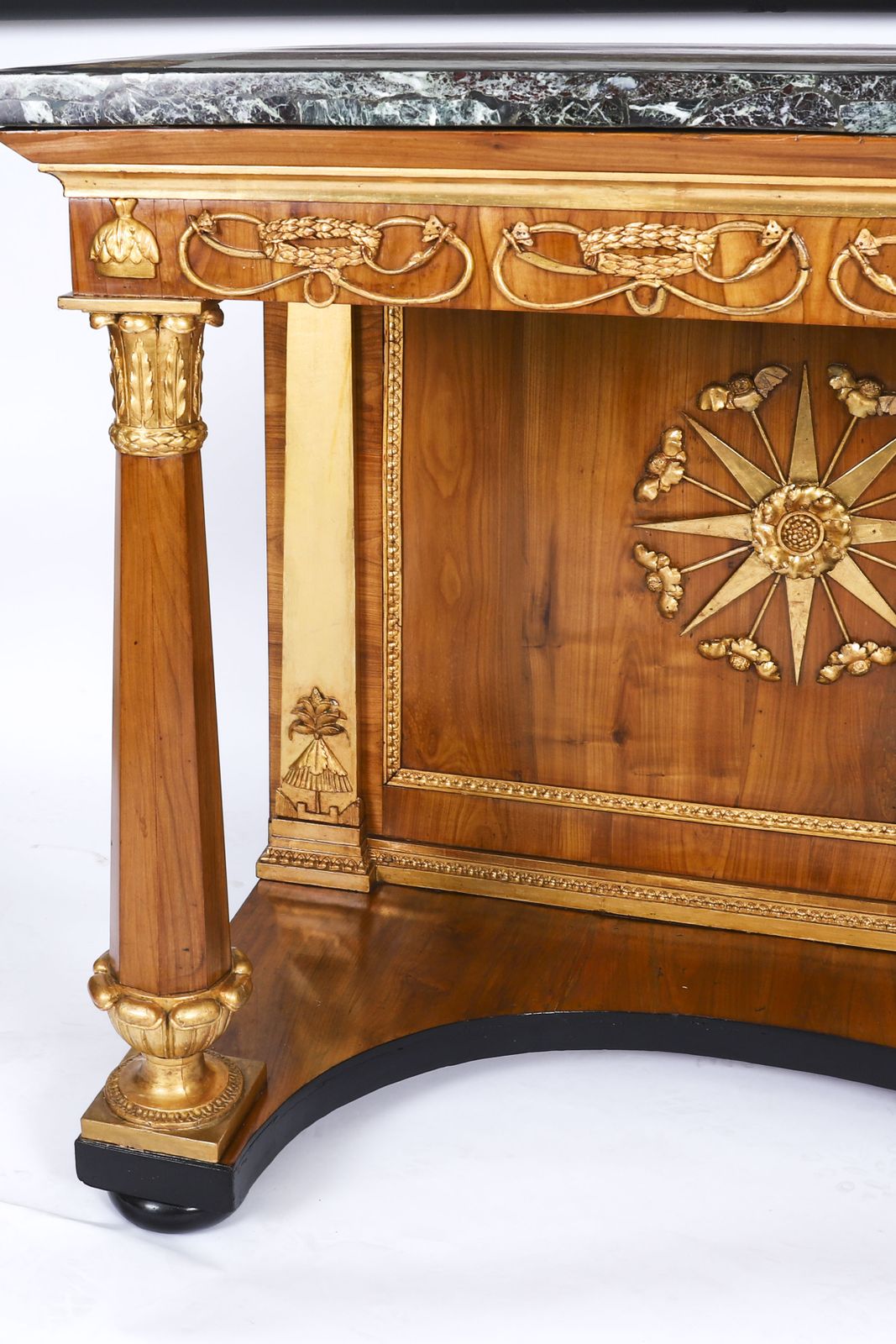 7500.0 Antique French Empire Period  Walnut Marble Top Parcel Gilt Console C1810 photo