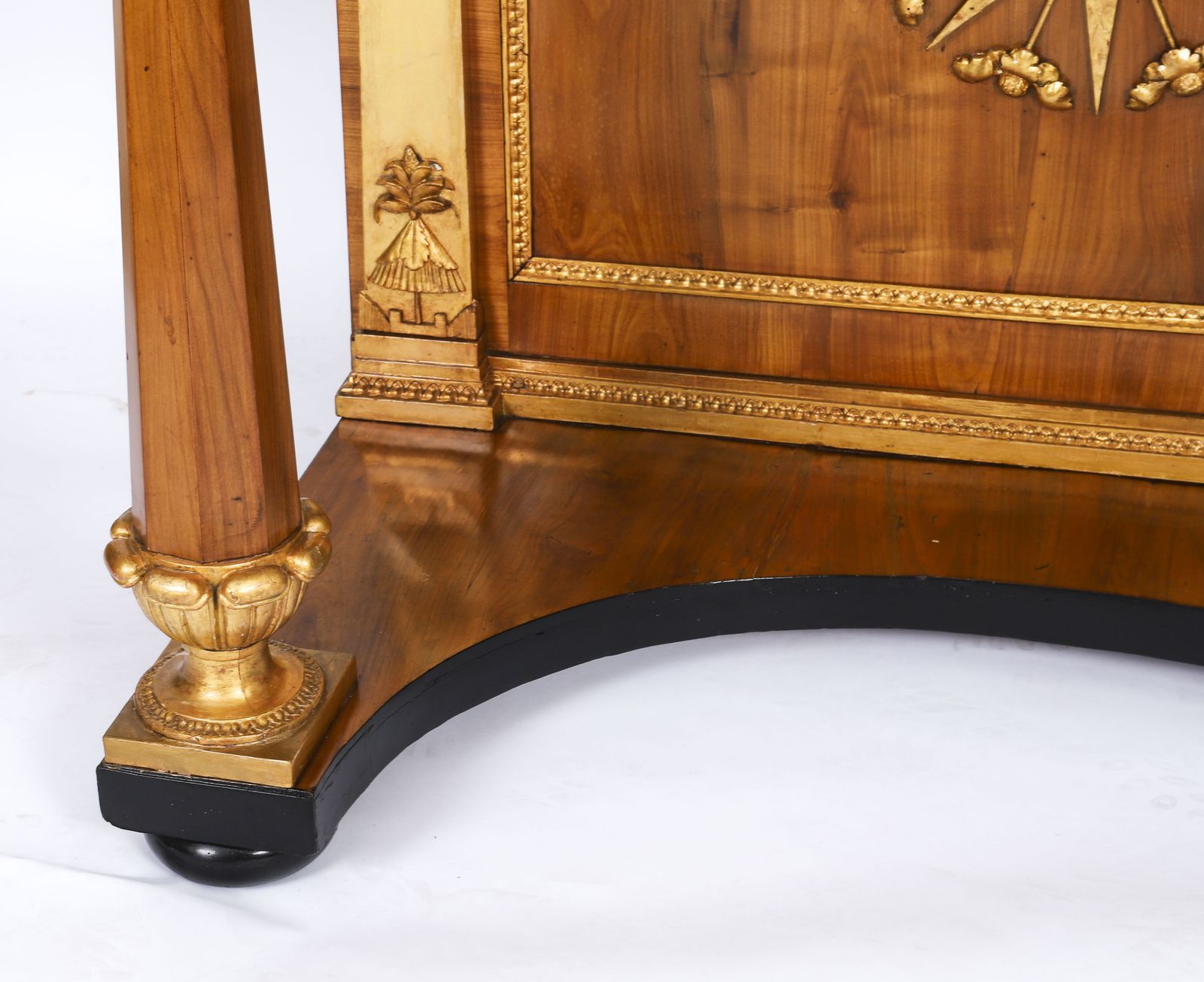 photo vinterior Antique French Empire Period  Walnut Marble Top Parcel Gilt Console C1810