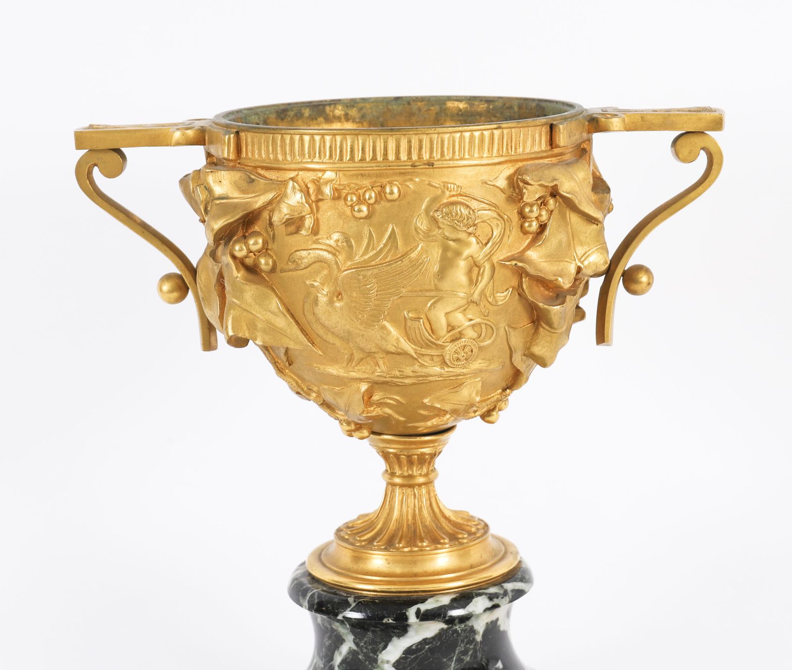 Antique Pair French Grand Tour Gilt Bronze Classical Urns 19th C photo for sale