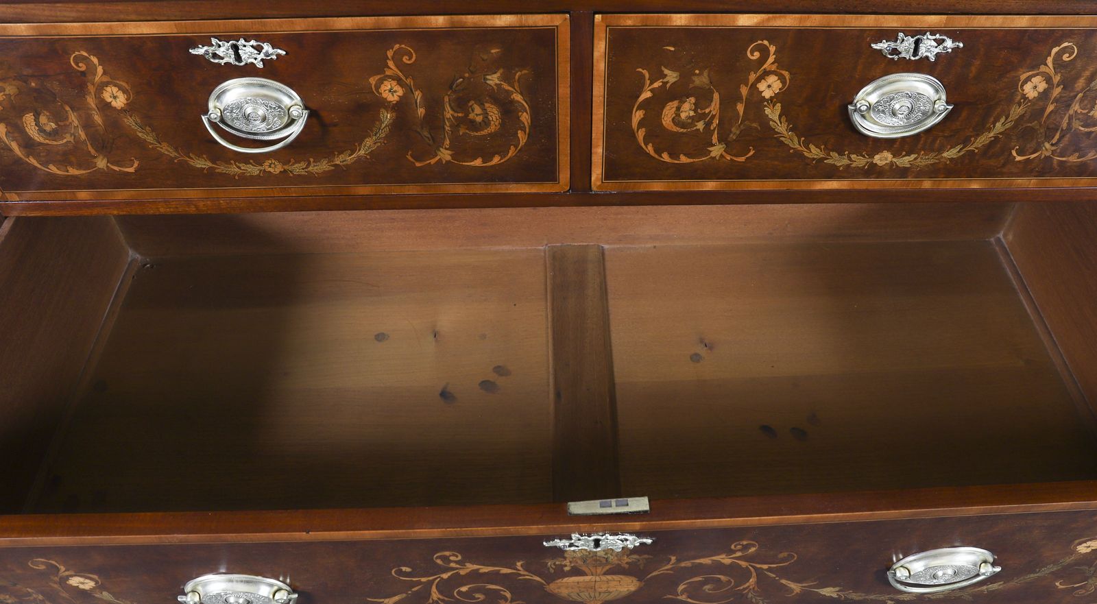 Edwardian Breakfront Mahogany & Floral Marquetry Inlaid Wardrobe C1910 photo buy