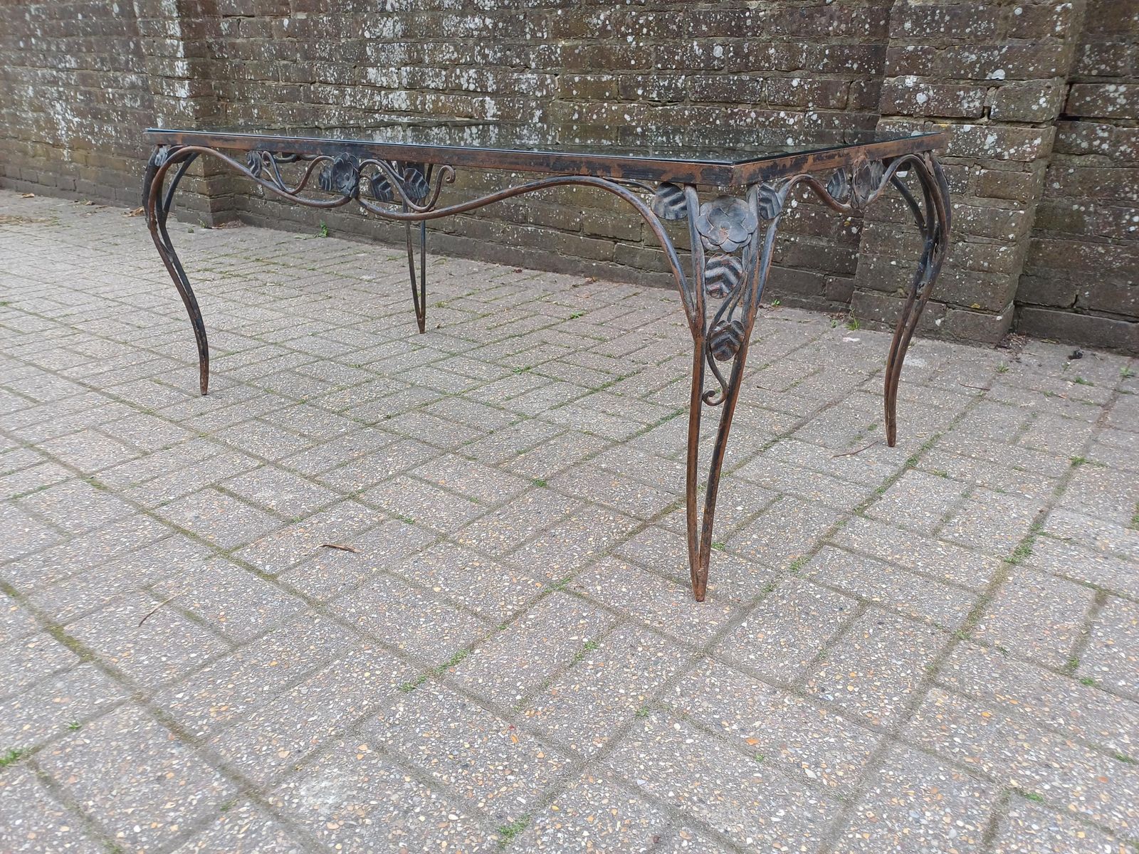 595.0 Industrial Iron & Glass Coffee Table Upcycled Rustic Age Worn Statement Vintage Table With 1cm Thick Toughened Glass Top Free Hand Delivery photo