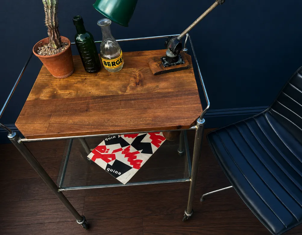 1950s Medical Trolley Stripped Metal photo Furniture
