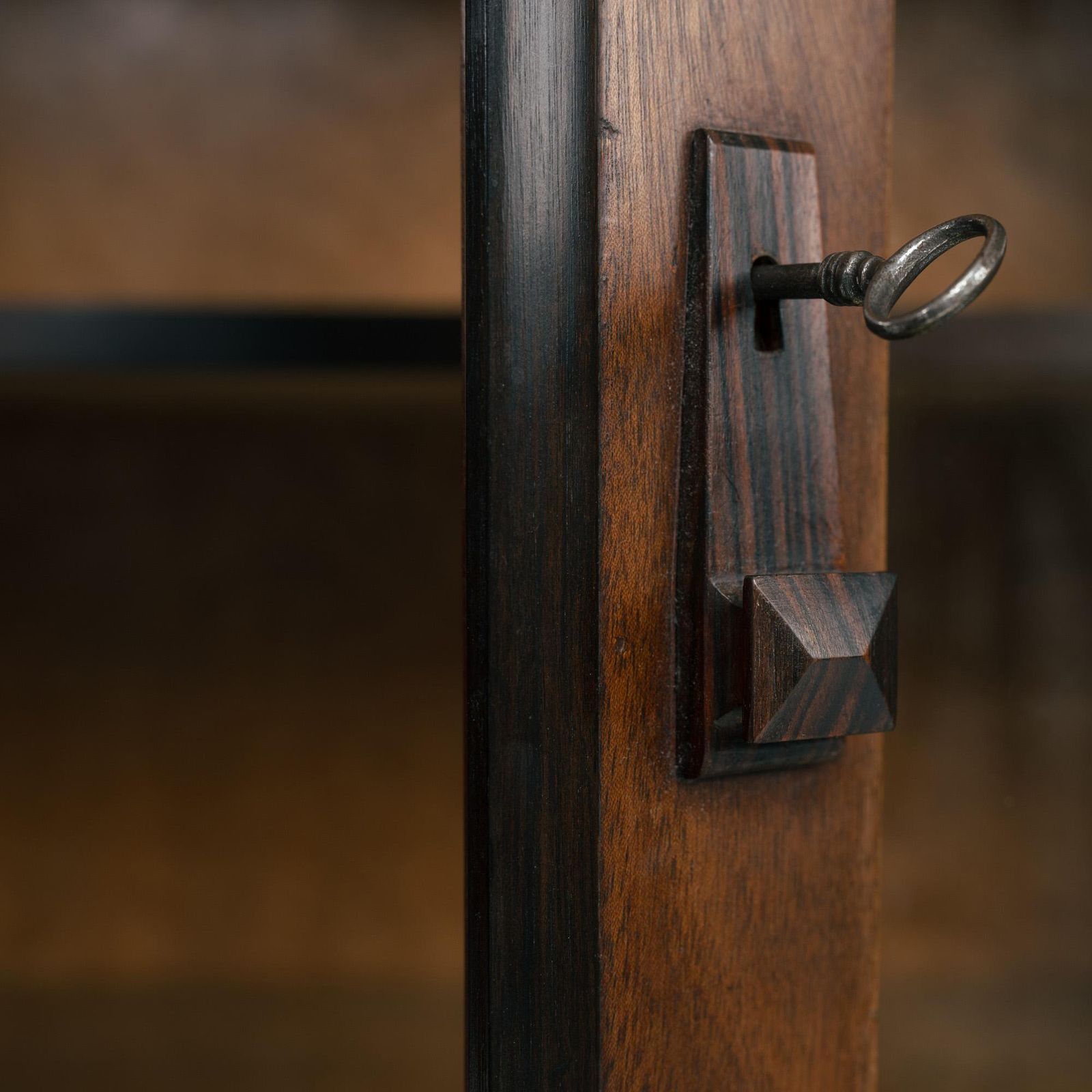 Art Deco Walnut Birdseye Maple Amsterdam School Cabinet With Glass Doors, 1930s photo buy