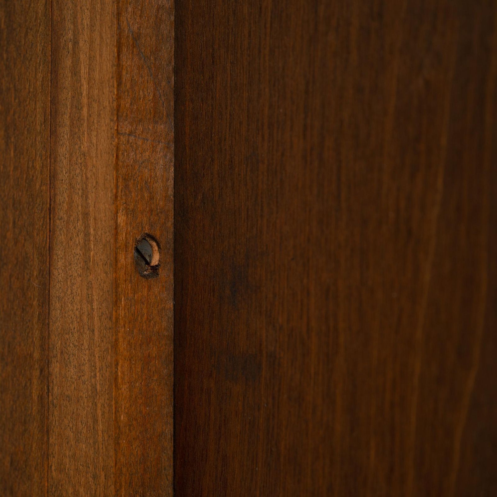 photo vintage Art Deco Walnut Birdseye Maple Amsterdam School Cabinet With Glass Doors, 1930s