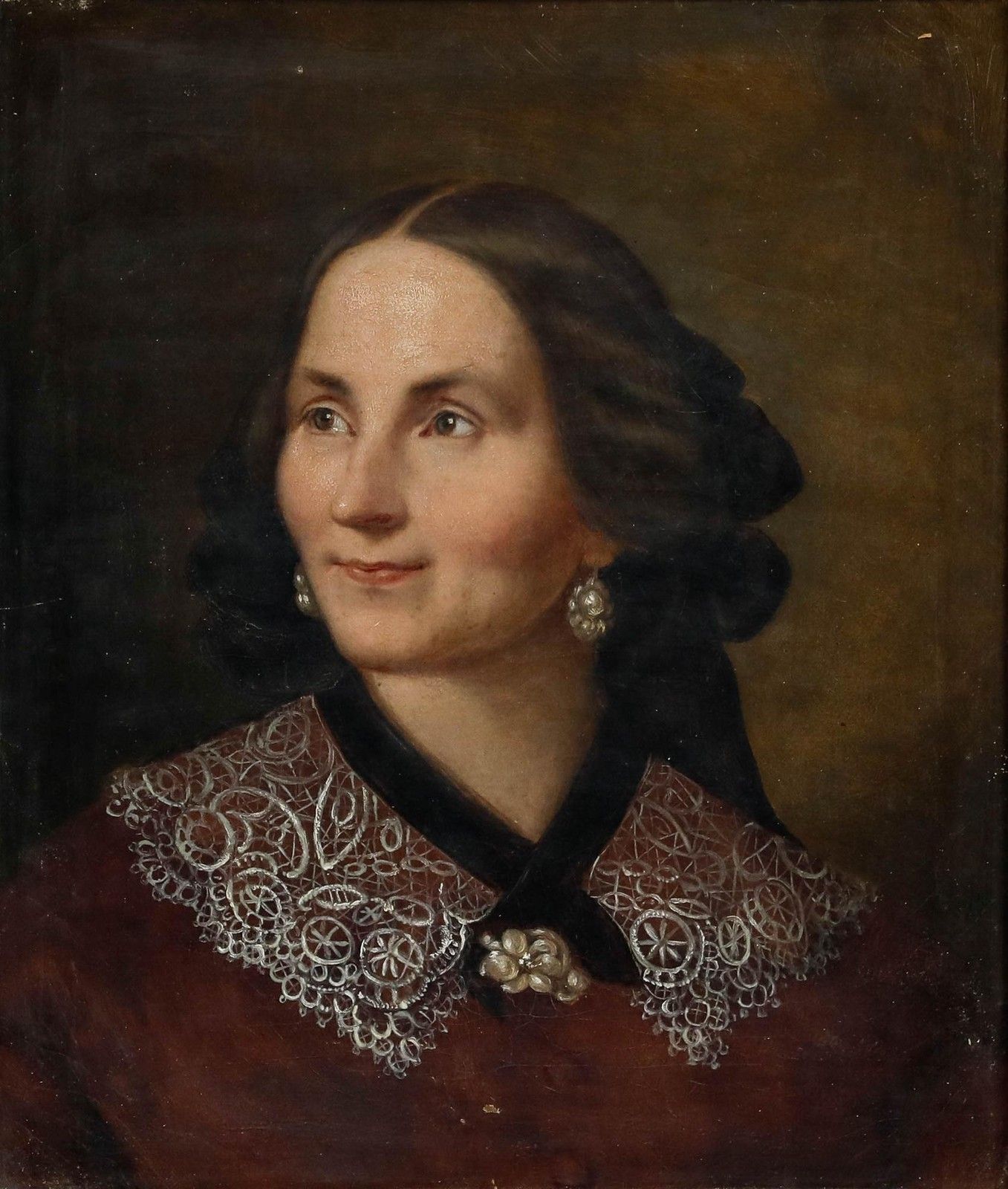 Biedermeier Mid 19th Century Oil Portrait Of A Smiling Lady photo furniture