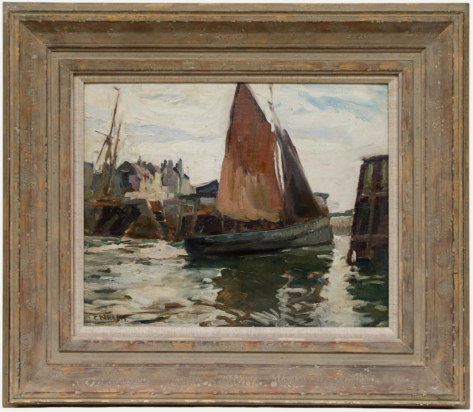 Charles Napier Hemy (1841 1917) Early 20th Century Oil, Mousehole Harbour