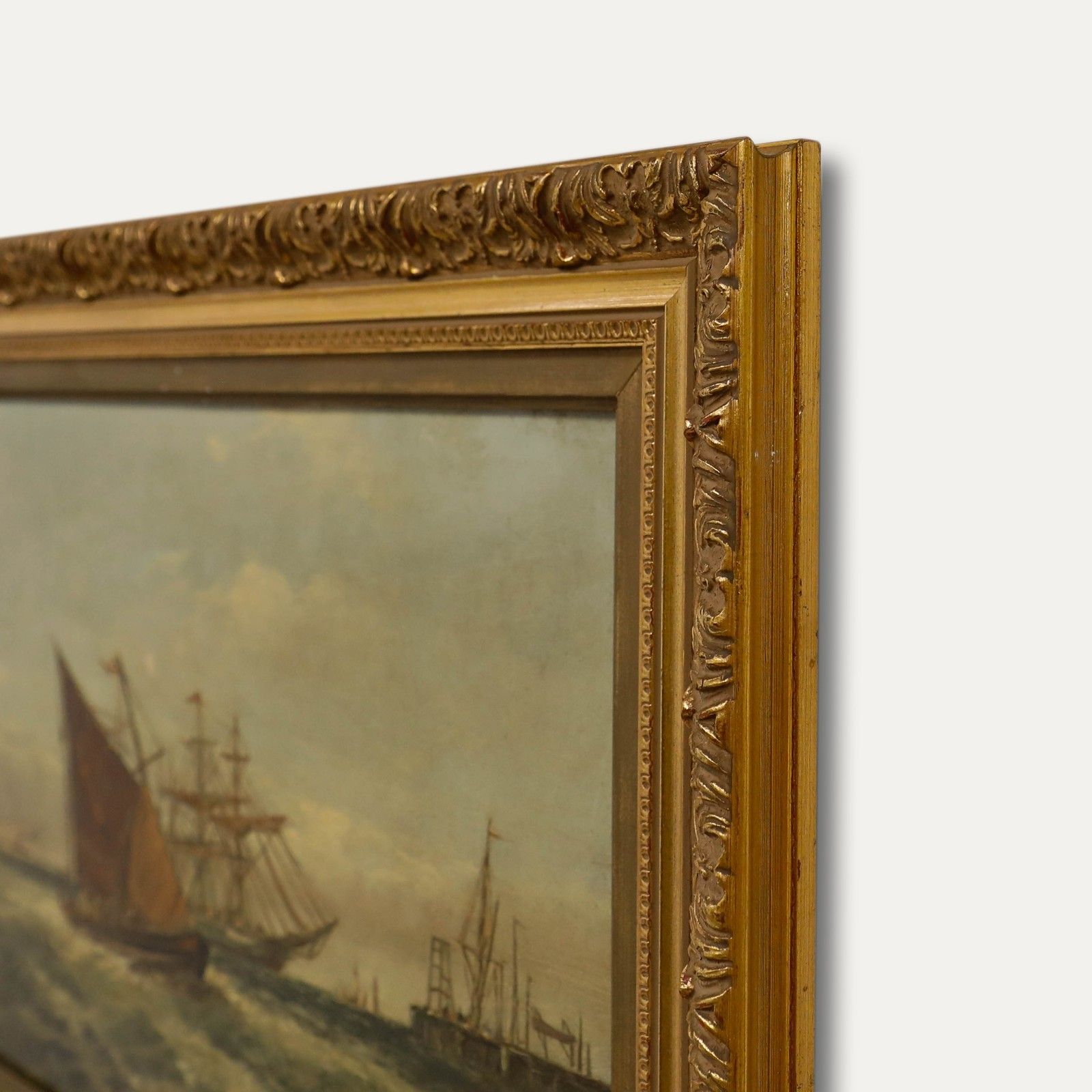 British School Late 19th Century Oil Sailing Ships In A Harbour photo buy