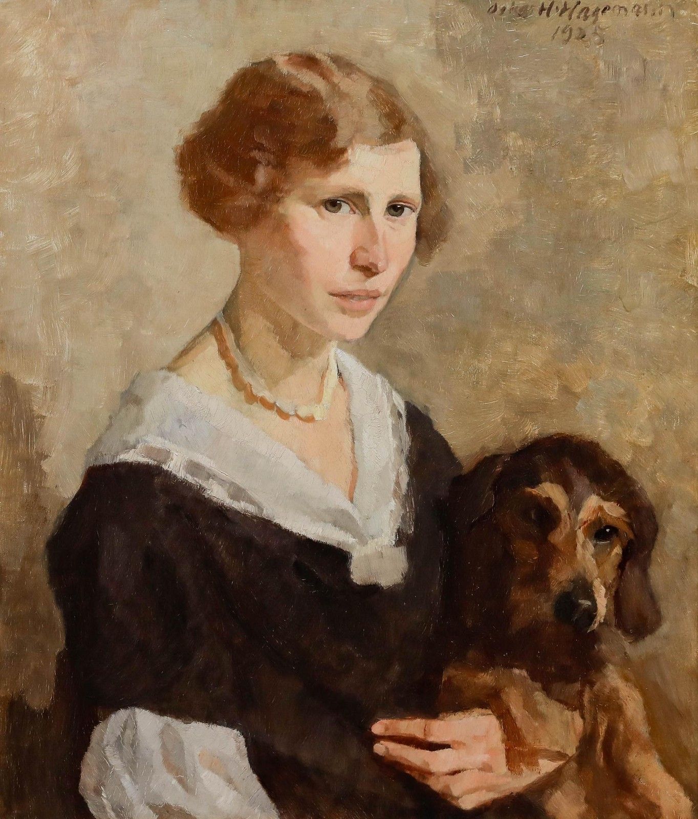 Oskar Hagemann (1888 1985) 1925 Oil, Faithful Companion photo furniture