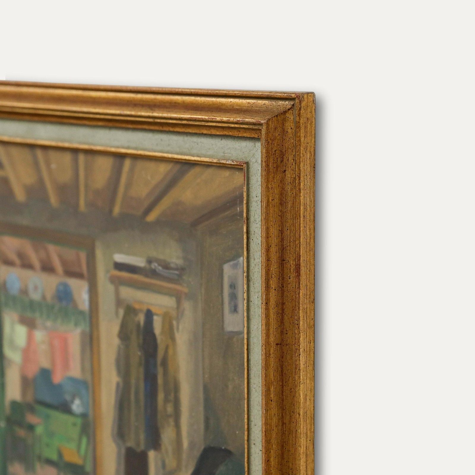 Pasowe Framed Mid 20th Century Oil, Interior From The Campine photo buy