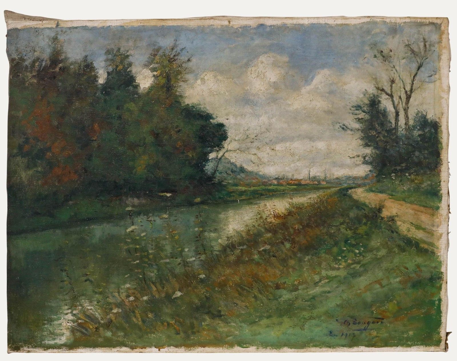 Charles Bougard (1865 1926) 1917 Oil, Path By The River