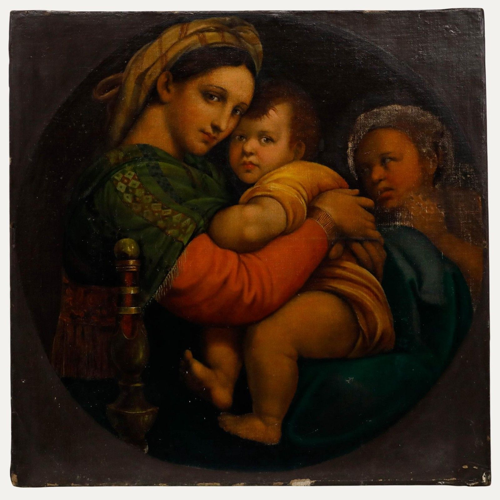 After Raphael Italian School 19th Century Oil, Madonna Della Sedia