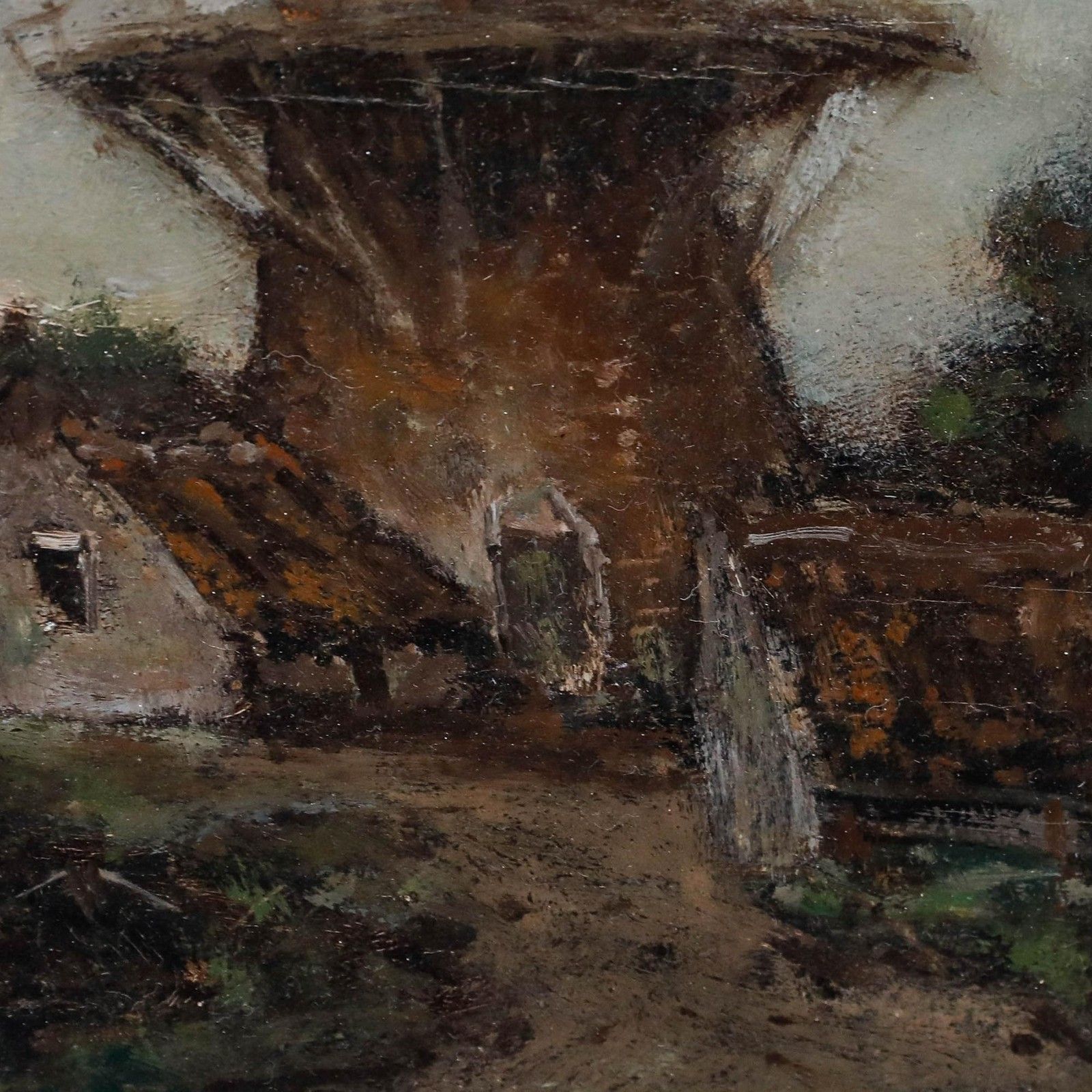 Dutch School Early 20th Century Oil Stopping By The Mill photo Art