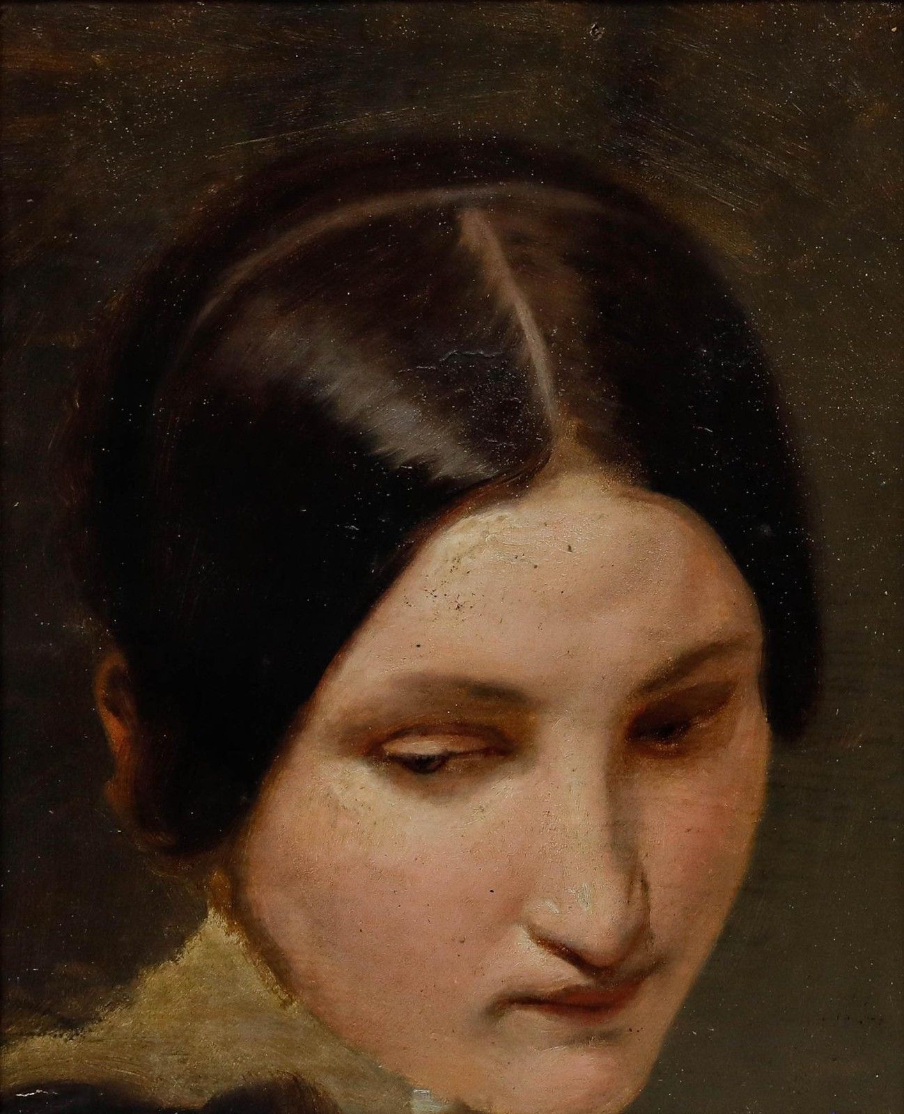 Framed Victorian Mid 19th Century Oil The Reverie, Head Study Of A Young Lady photo furniture