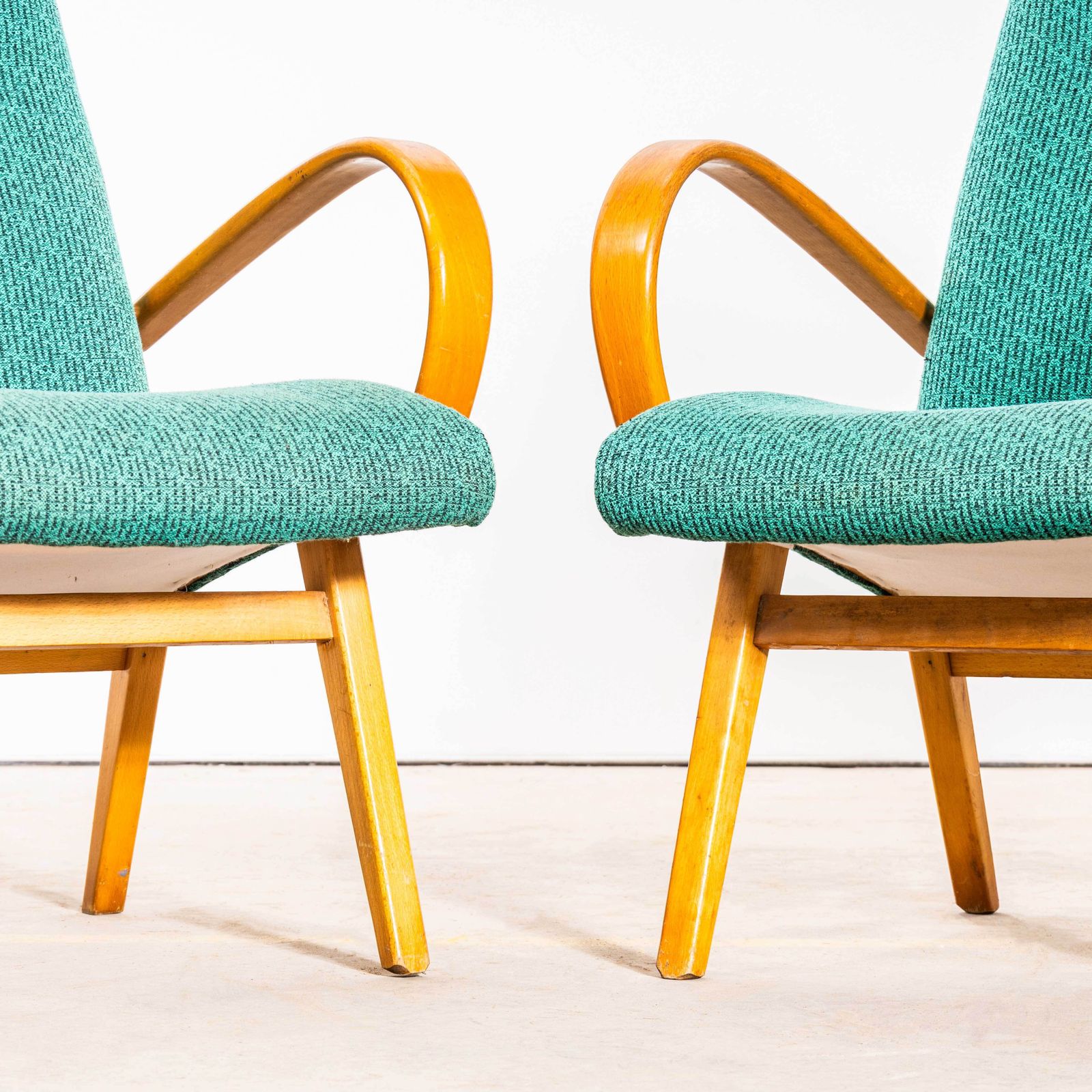 1960's Original Pair Of Armchairs   Teal With Maze Effect photo 285.0