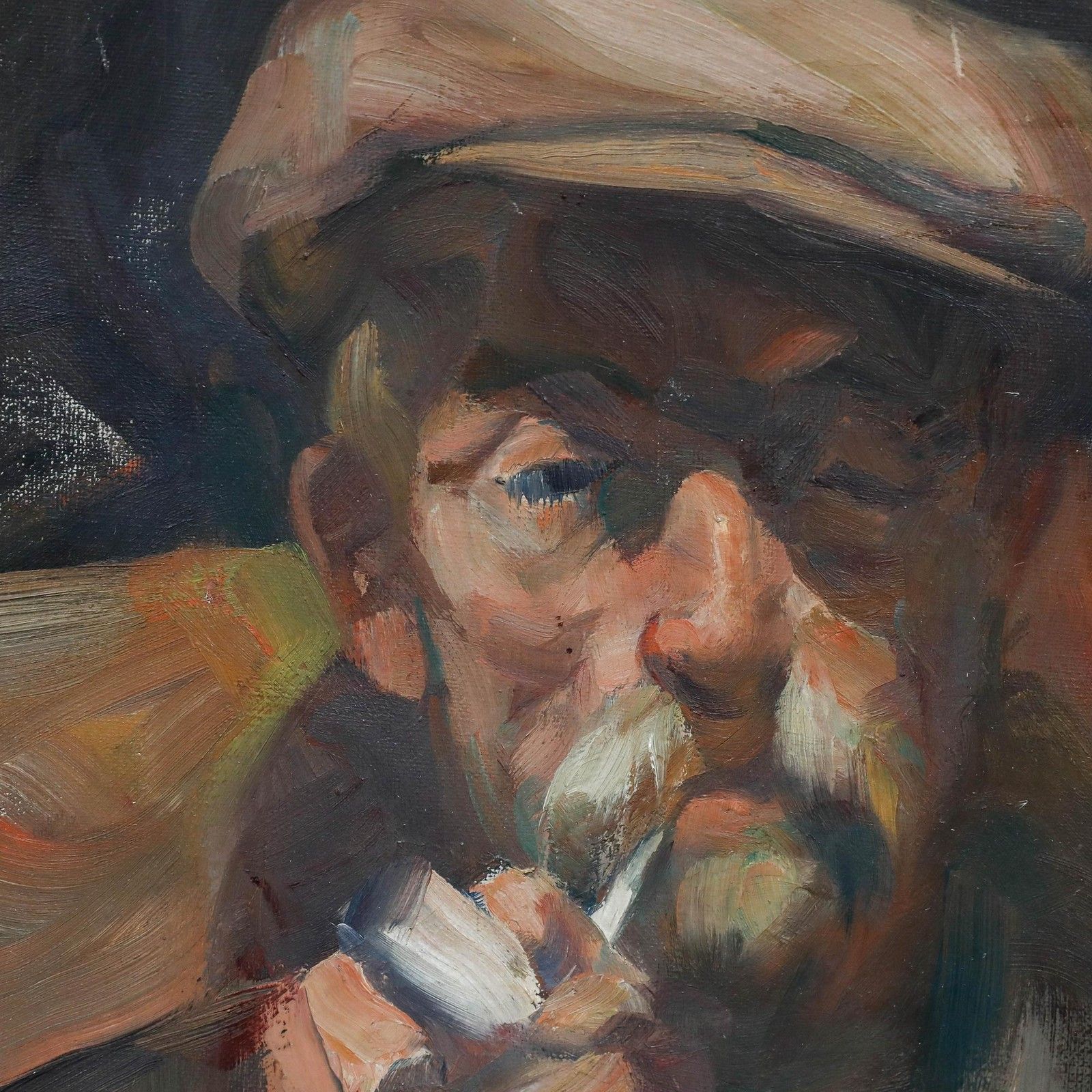 Antoine Pluymers (1910 1967) Mid 20th Century Oil, The Pipe Smoker photo vinterior