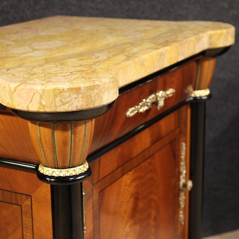 Furniture Pair Of 20th Century Italian Bedside Tables With Marble Top photo