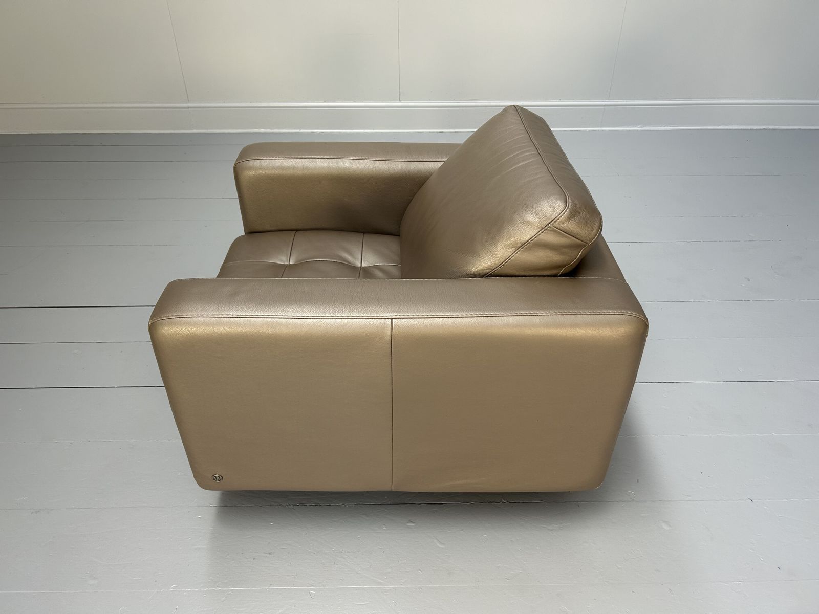 photo for sale Natuzzi Swivel Armchairs In Bronze Leather