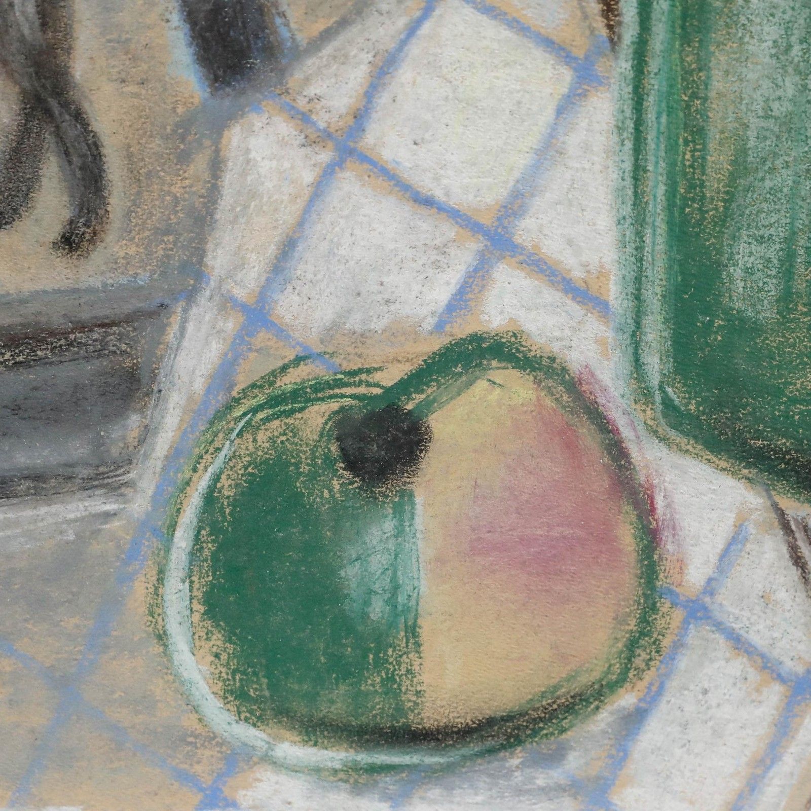 Johann Winter (1898 1964) Pastel, Still Life With Bottle And Apples photo for sale