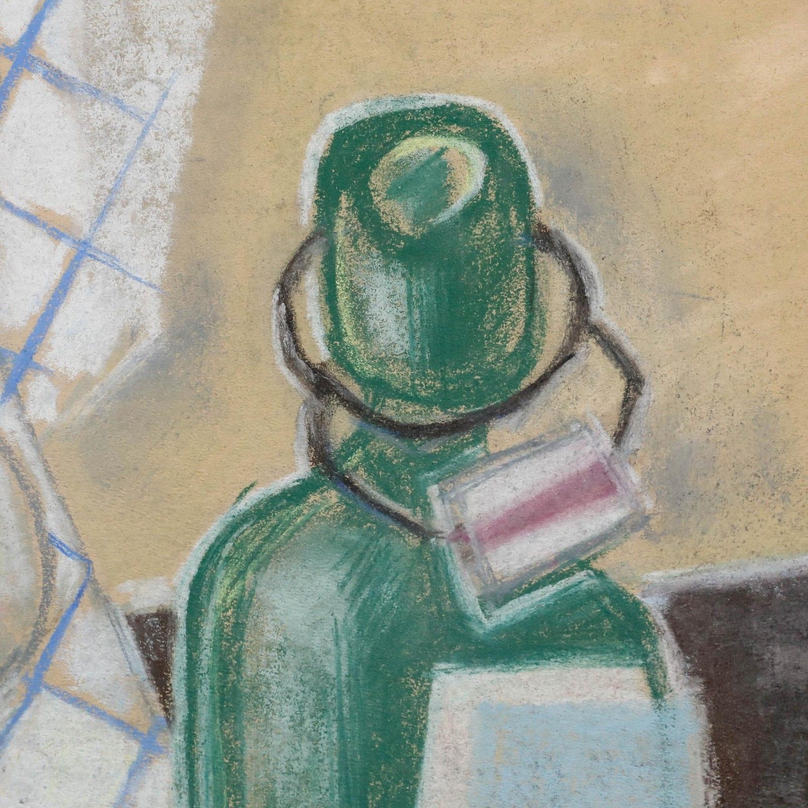Johann Winter (1898 1964) Pastel, Still Life With Bottle And Apples photo Art