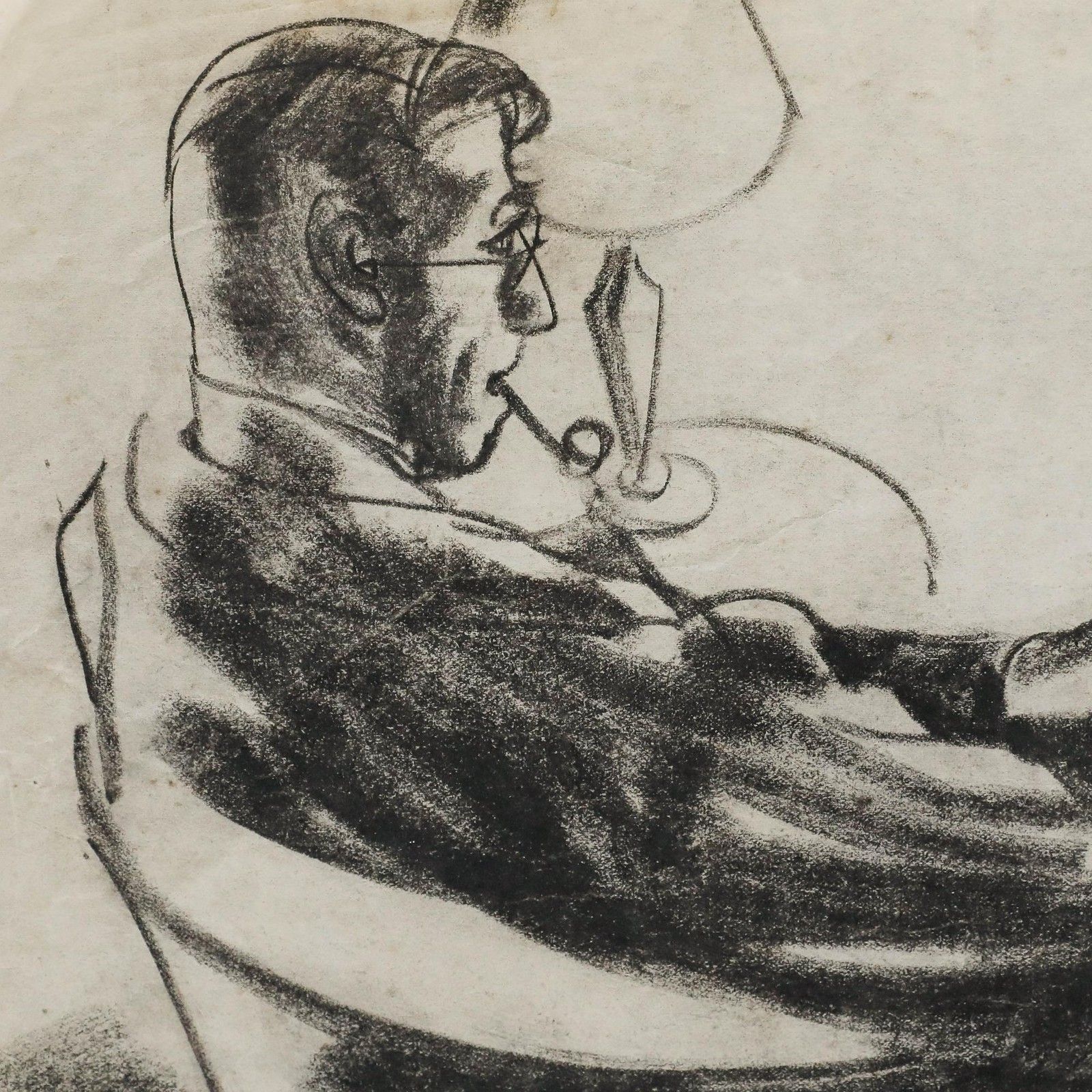 Film Noir C.1940 Charcoal Drawing Time To Contemplate photo Art