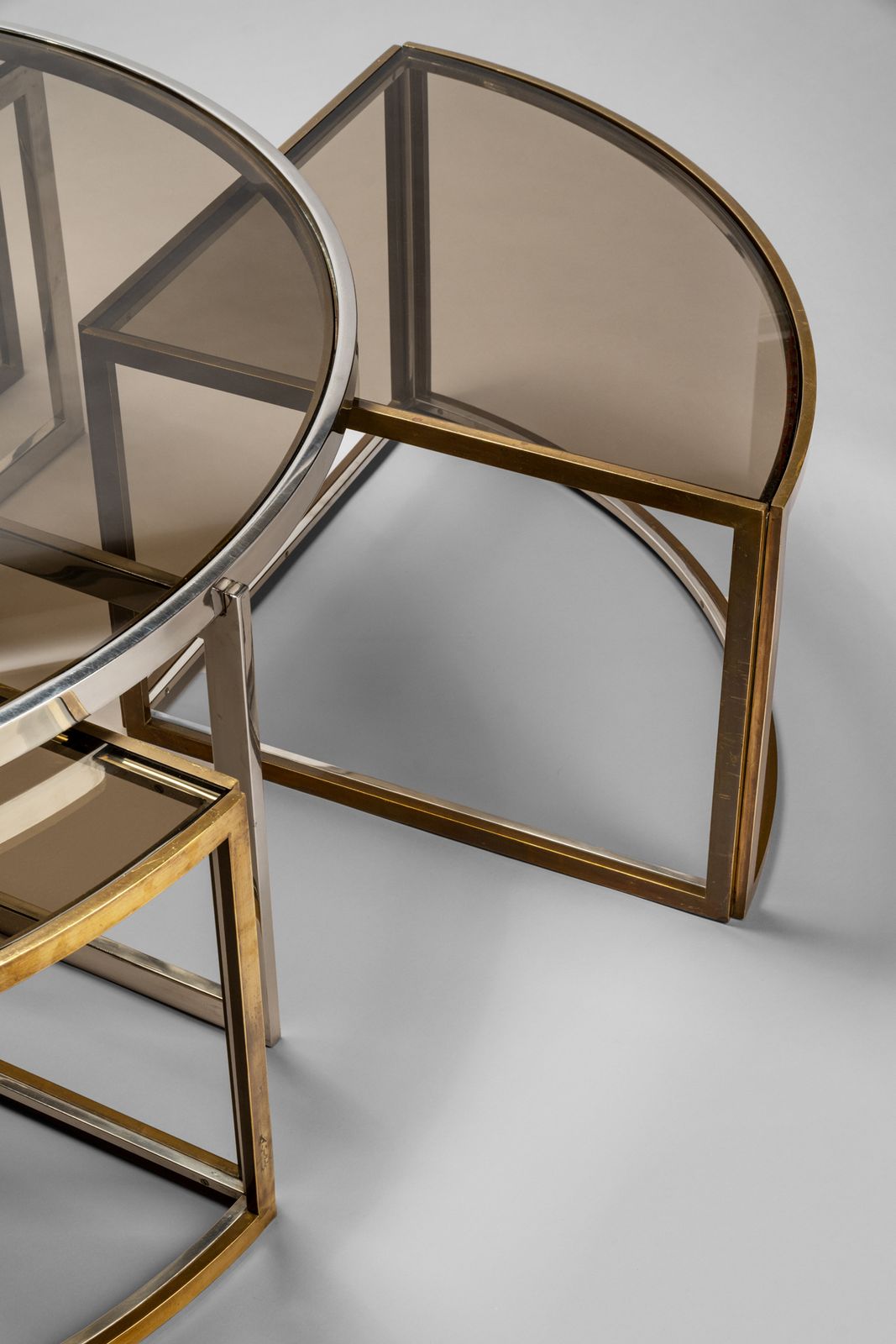 Circular Low Table In Brass And Glass By Jean Charles, France, 1970s photo furniture