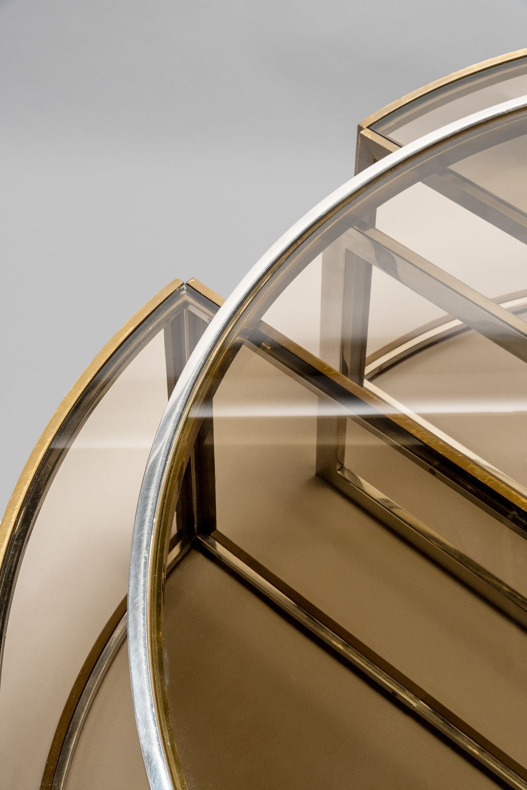 Circular Low Table In Brass And Glass By Jean Charles, France, 1970s photo for sale