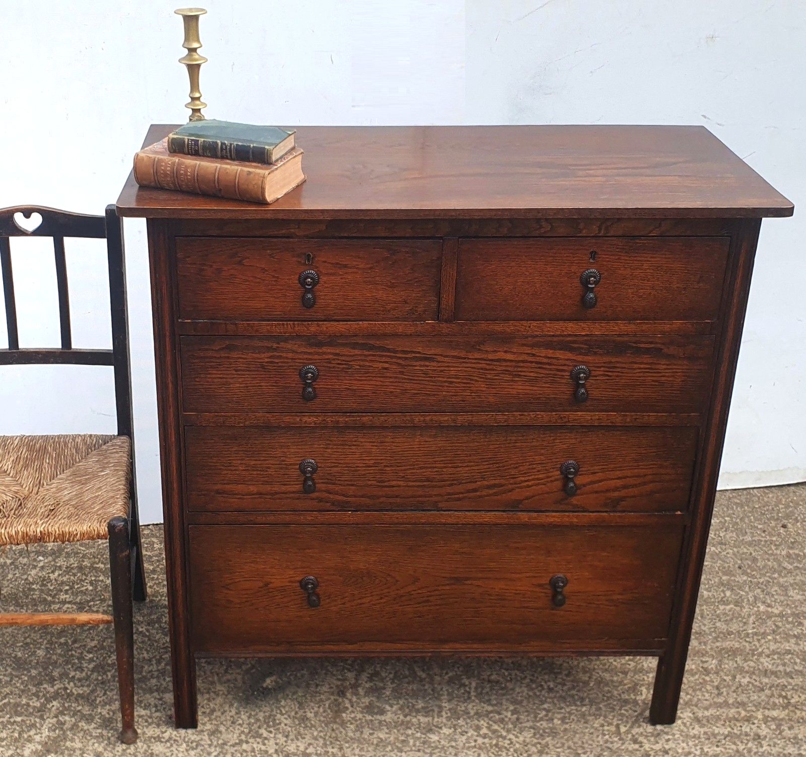 Early 20th Century Arts And Crafts Oak Chest Of Drawers photo for sale