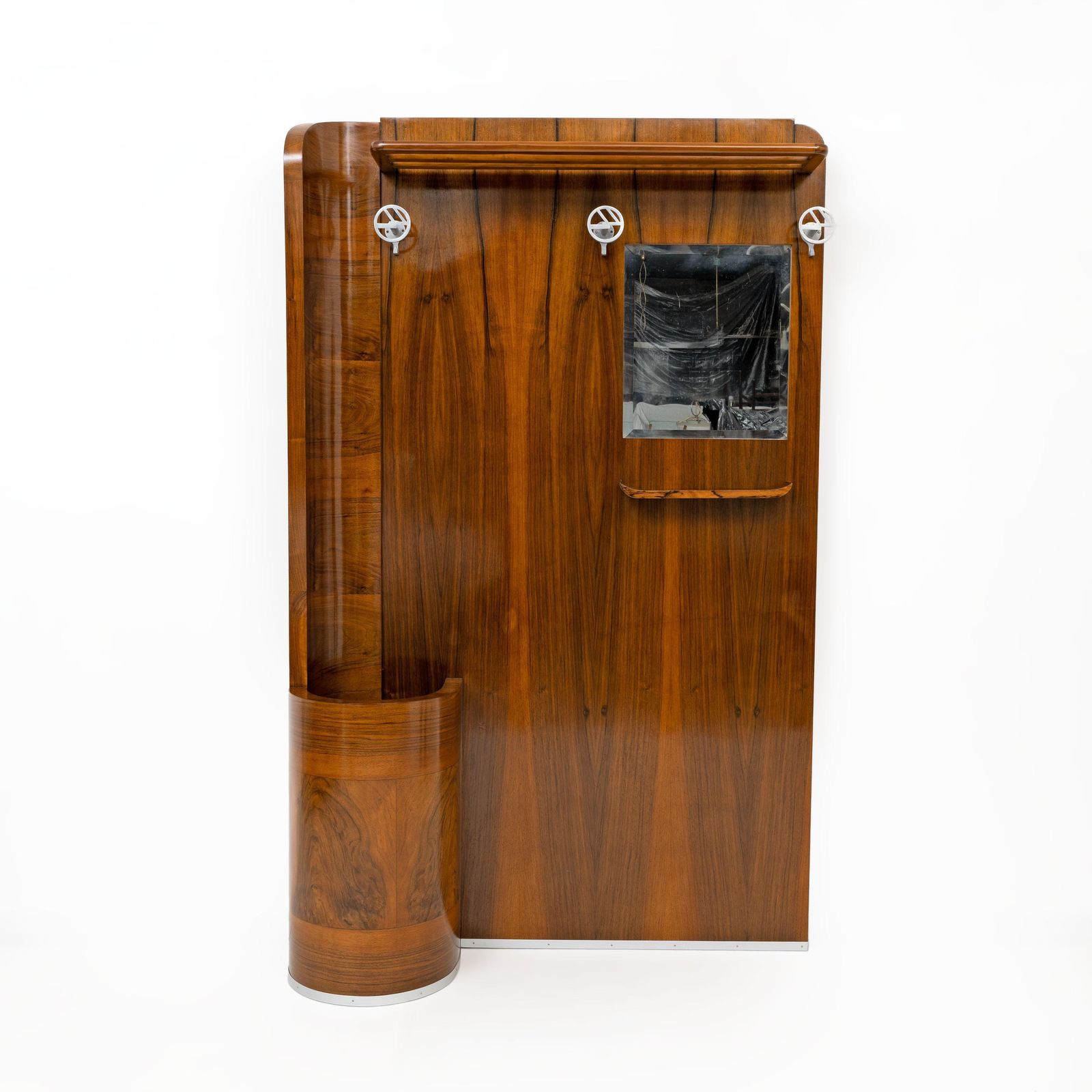 Italian Art Déco Walnut Entry Hall Stand With Integrated Umbrella Holder photo furniture