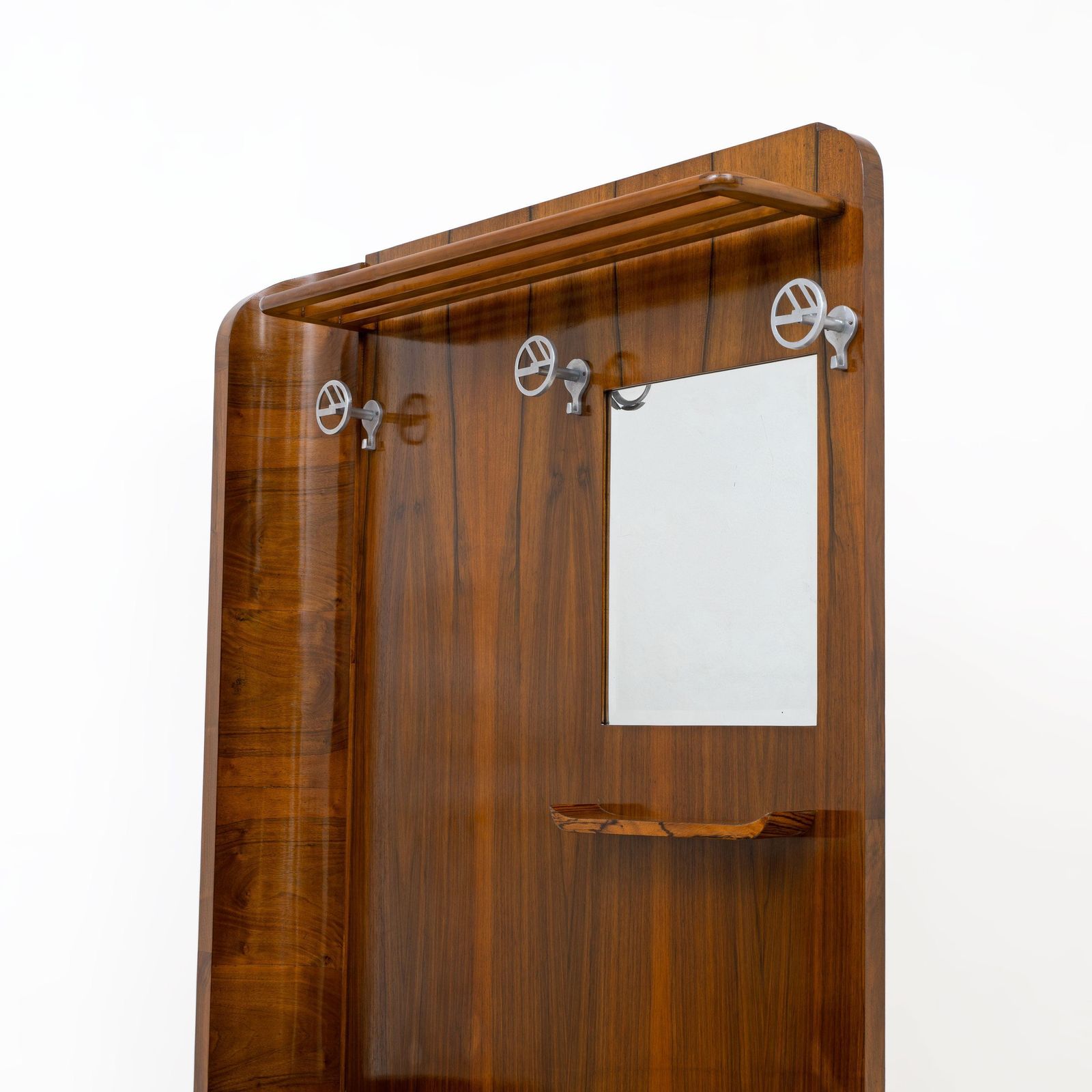 Italian Art Déco Walnut Entry Hall Stand With Integrated Umbrella Holder photo vinterior