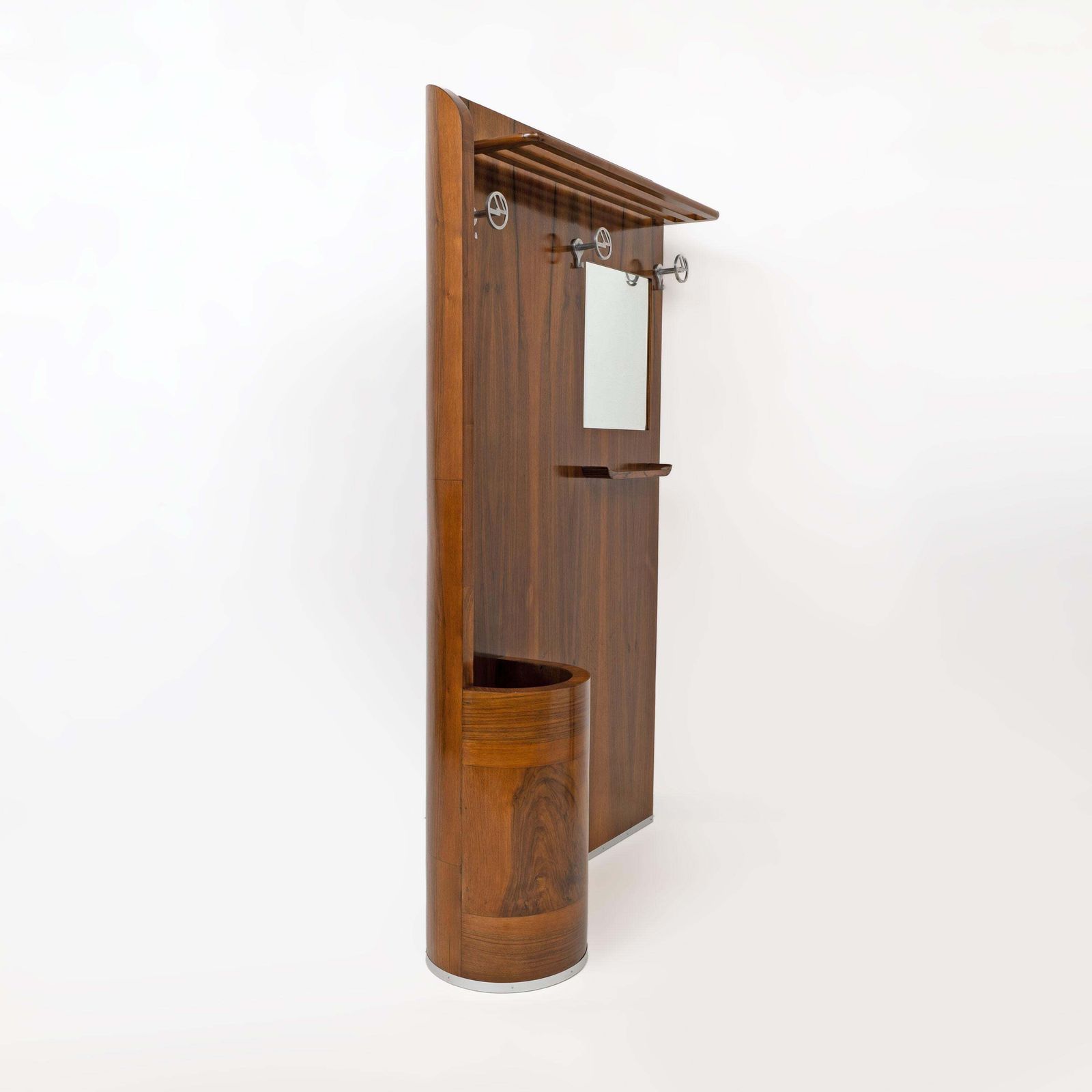 photo furniture Italian Art Déco Walnut Entry Hall Stand With Integrated Umbrella Holder