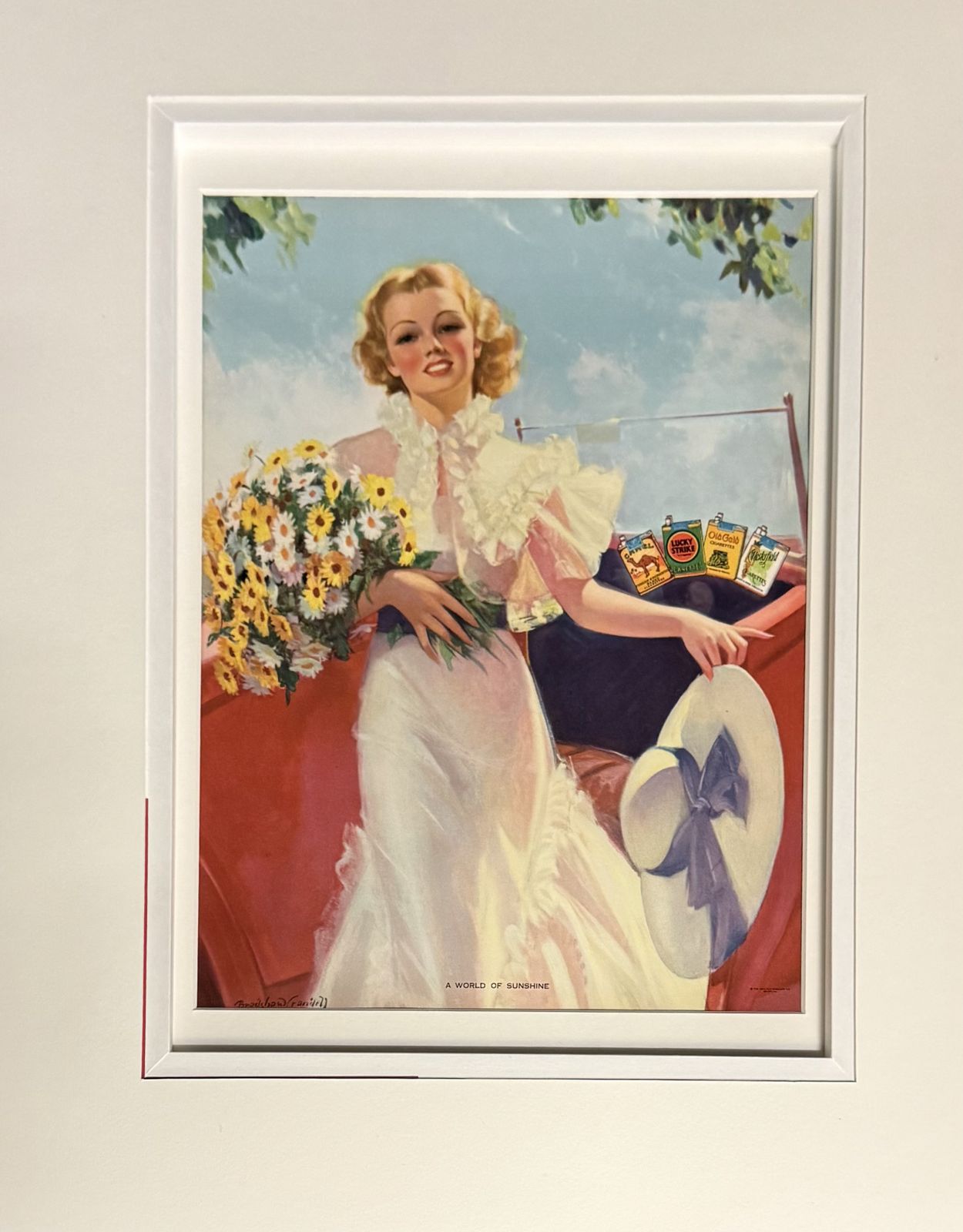 295.0 1930s American Lucky Strike Advertising Art Print After Bradshaw Crandell, 'A World Of Sunshine'. photo
