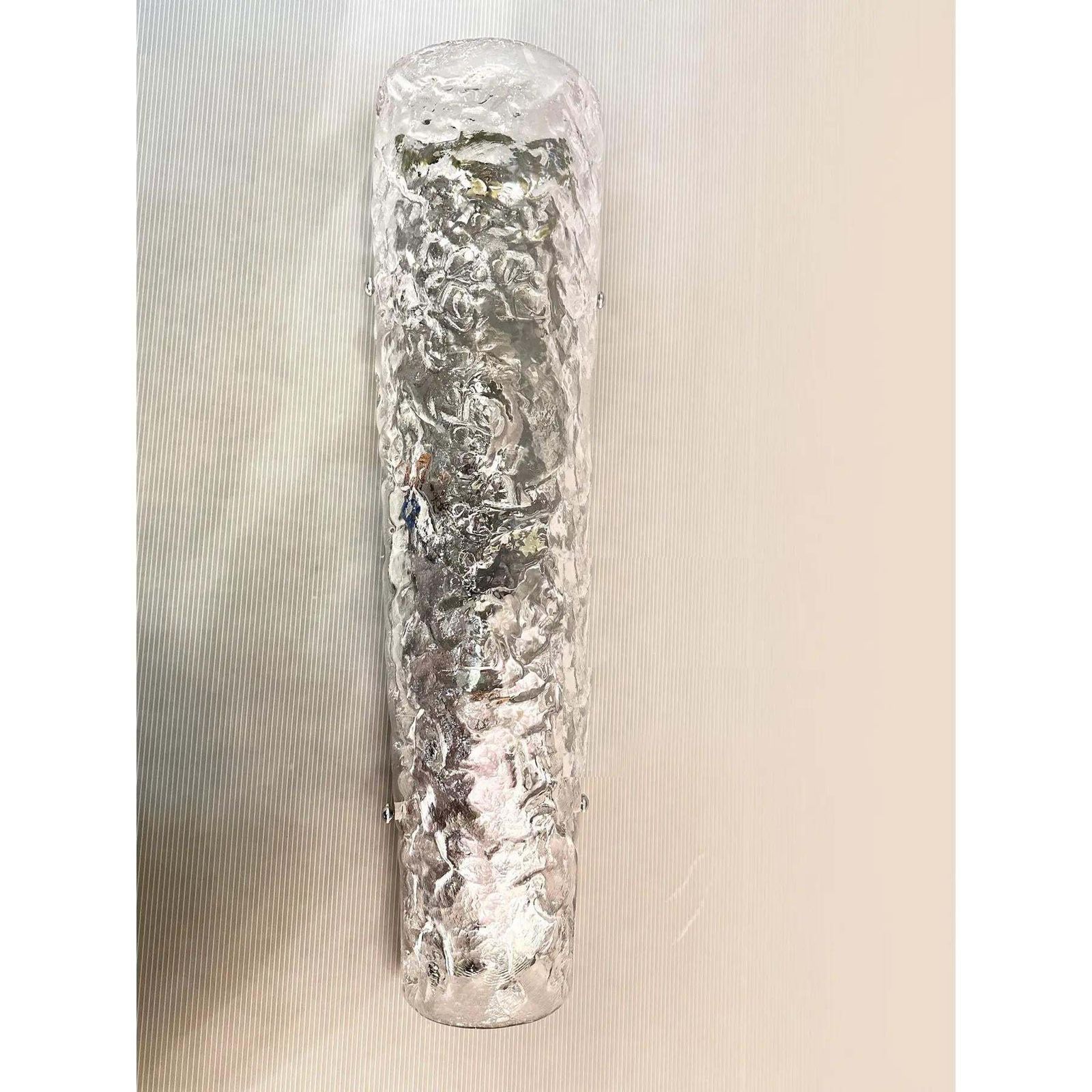 Elegant Transparent Hammered Glass Wall Sconces With Italian Murano Influence   Lot Of 4. photo 4331.0