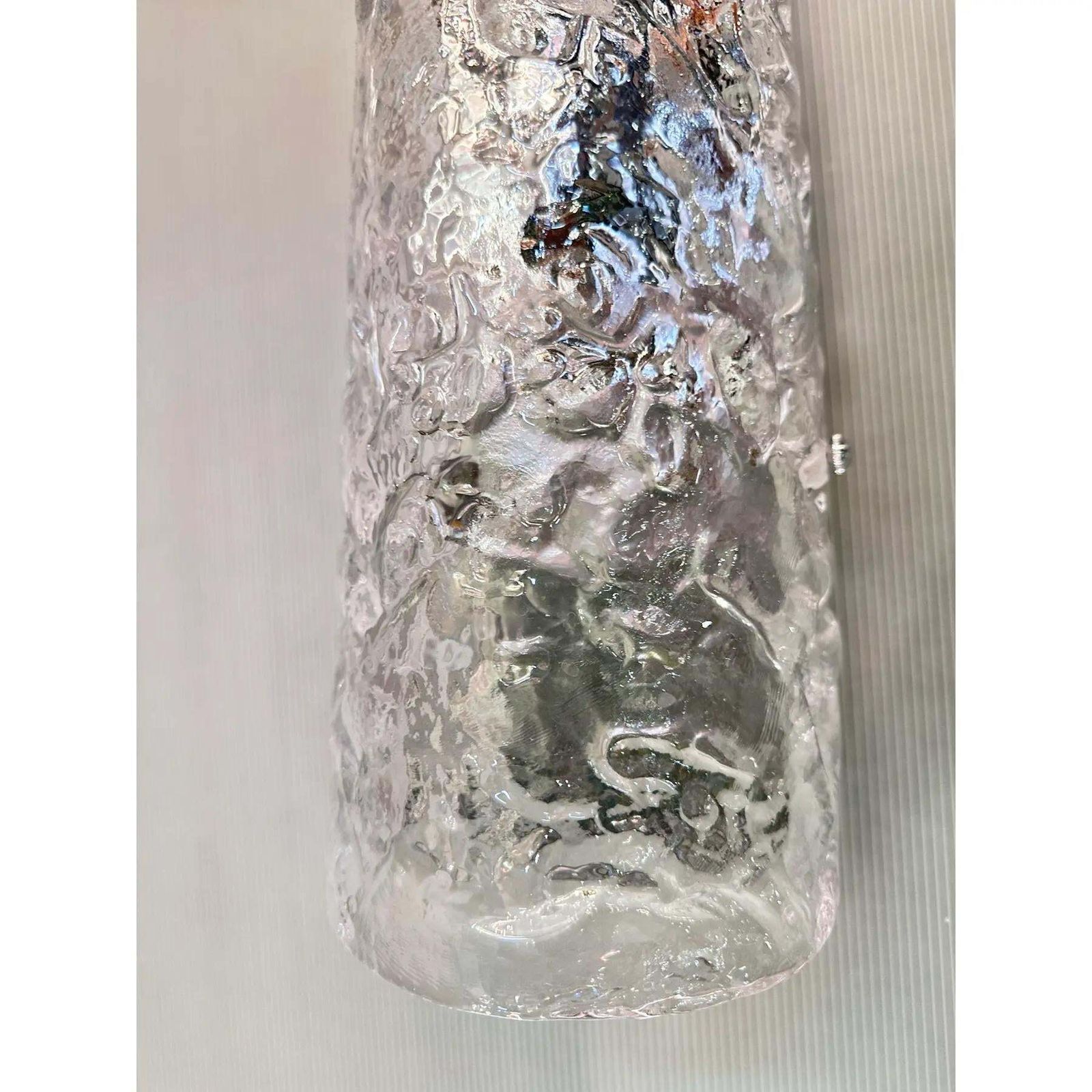 Elegant Transparent Hammered Glass Wall Sconces With Italian Murano Influence   Lot Of 4. photo buy