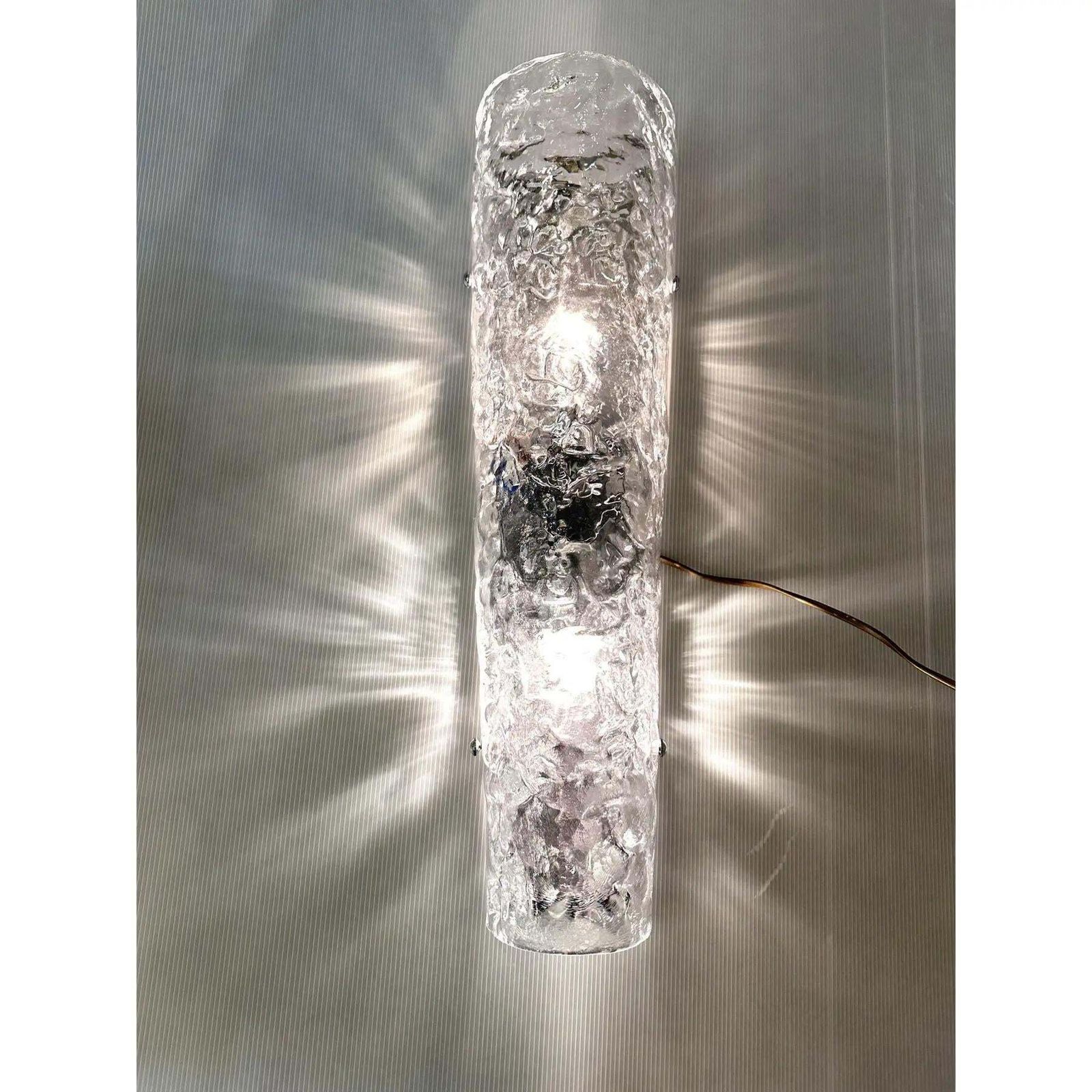 Elegant Transparent Hammered Glass Wall Sconces With Italian Murano Influence   Lot Of 4. photo vintage