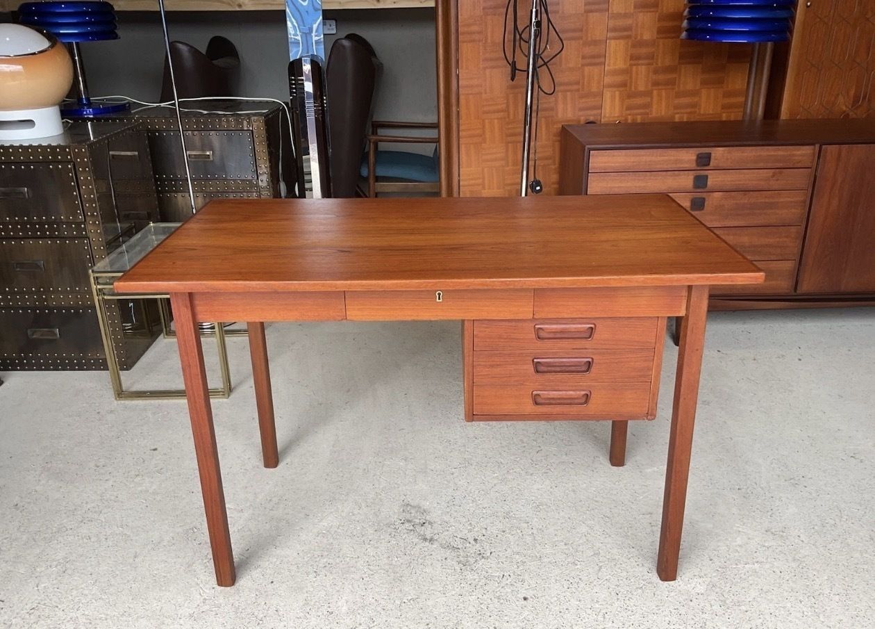 Mid  Century Danish Teak Wood Desk By Gunnar Nielsen For Tibergaard photo for sale