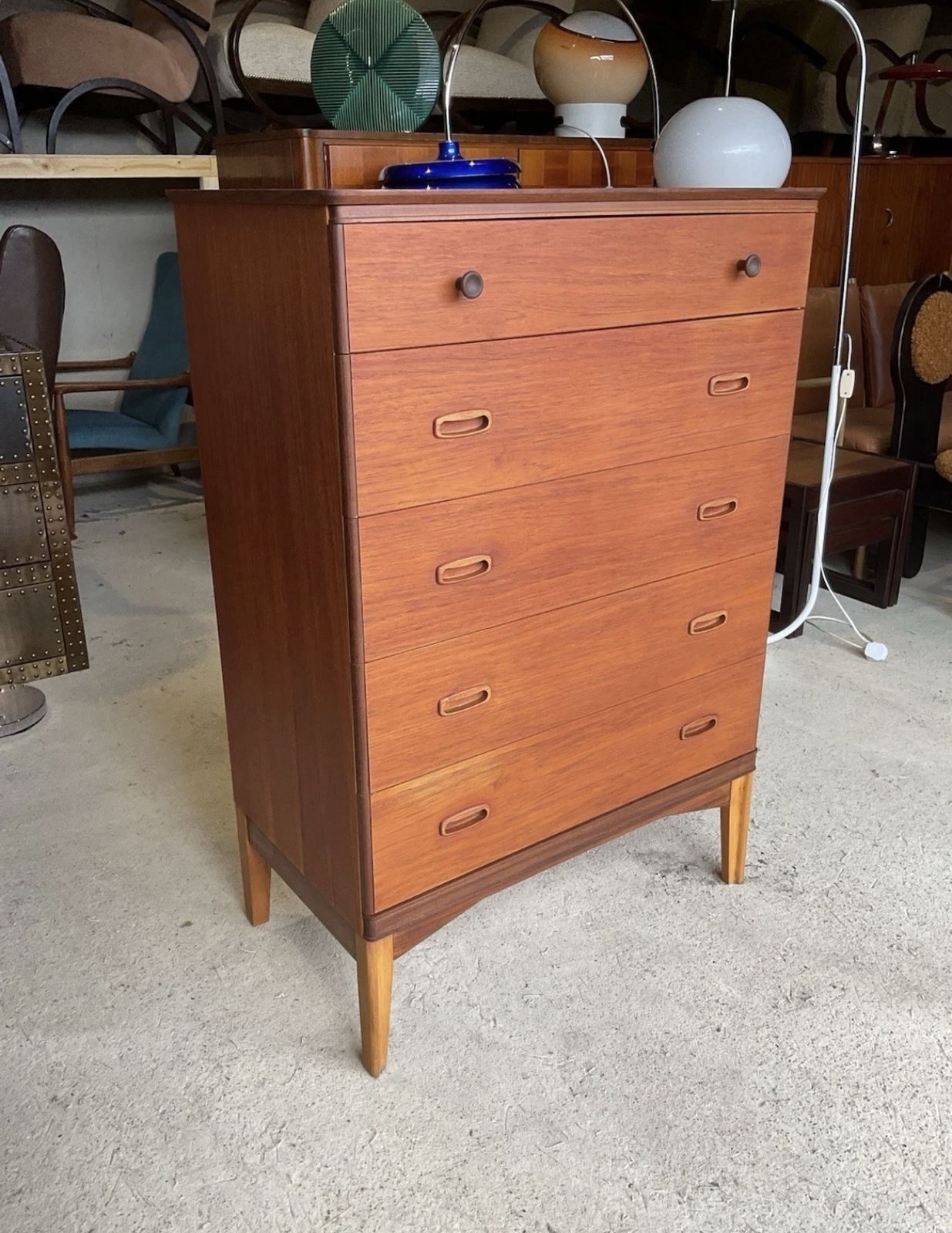 Mid Century Danish Style Teak Chest Of Drawers / Tallboy Dresser 1970s photo furniture