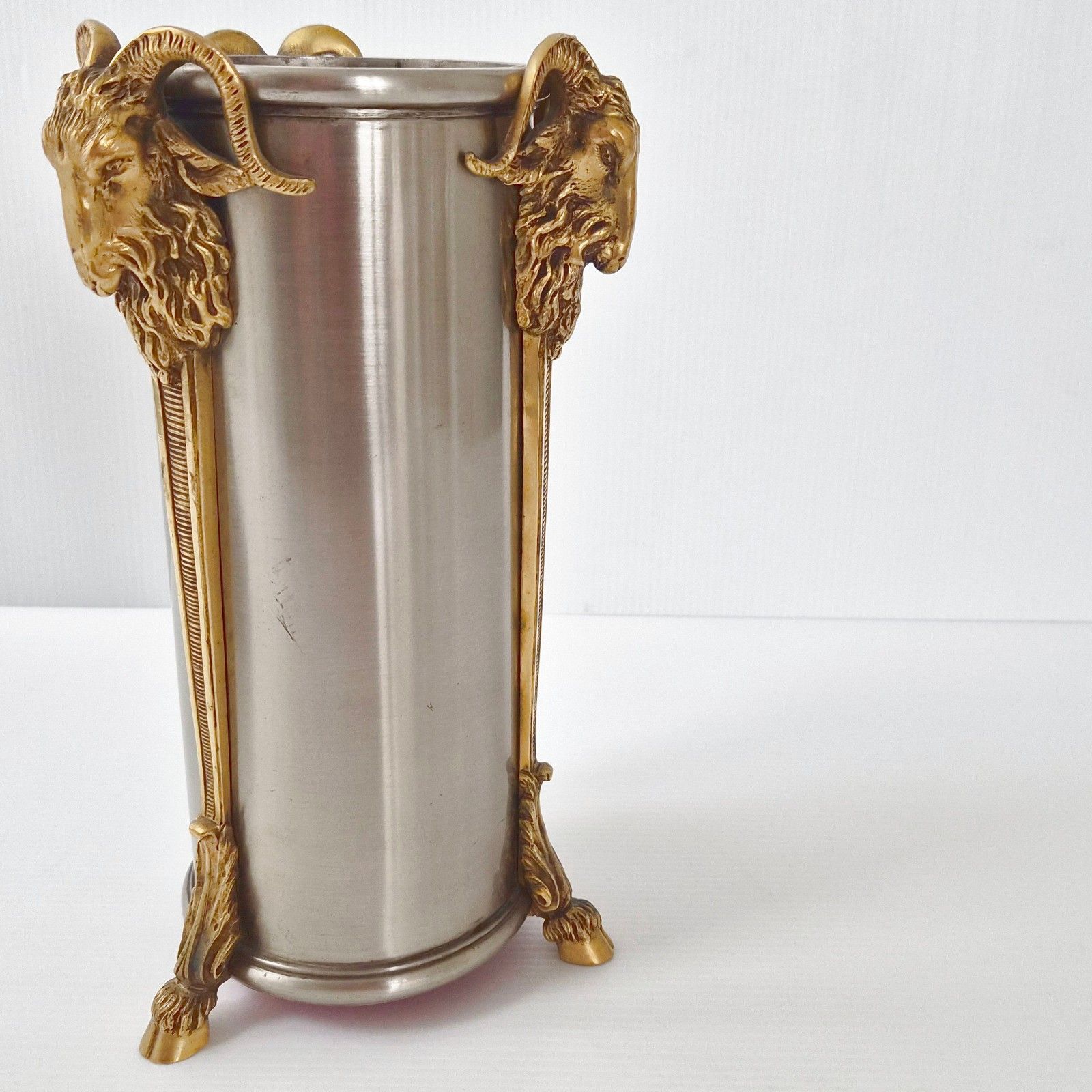 photo buy Vintage 1970 Au Belier Stainless Steel & Bronze Bottle Holder Dlg House Rings 70s