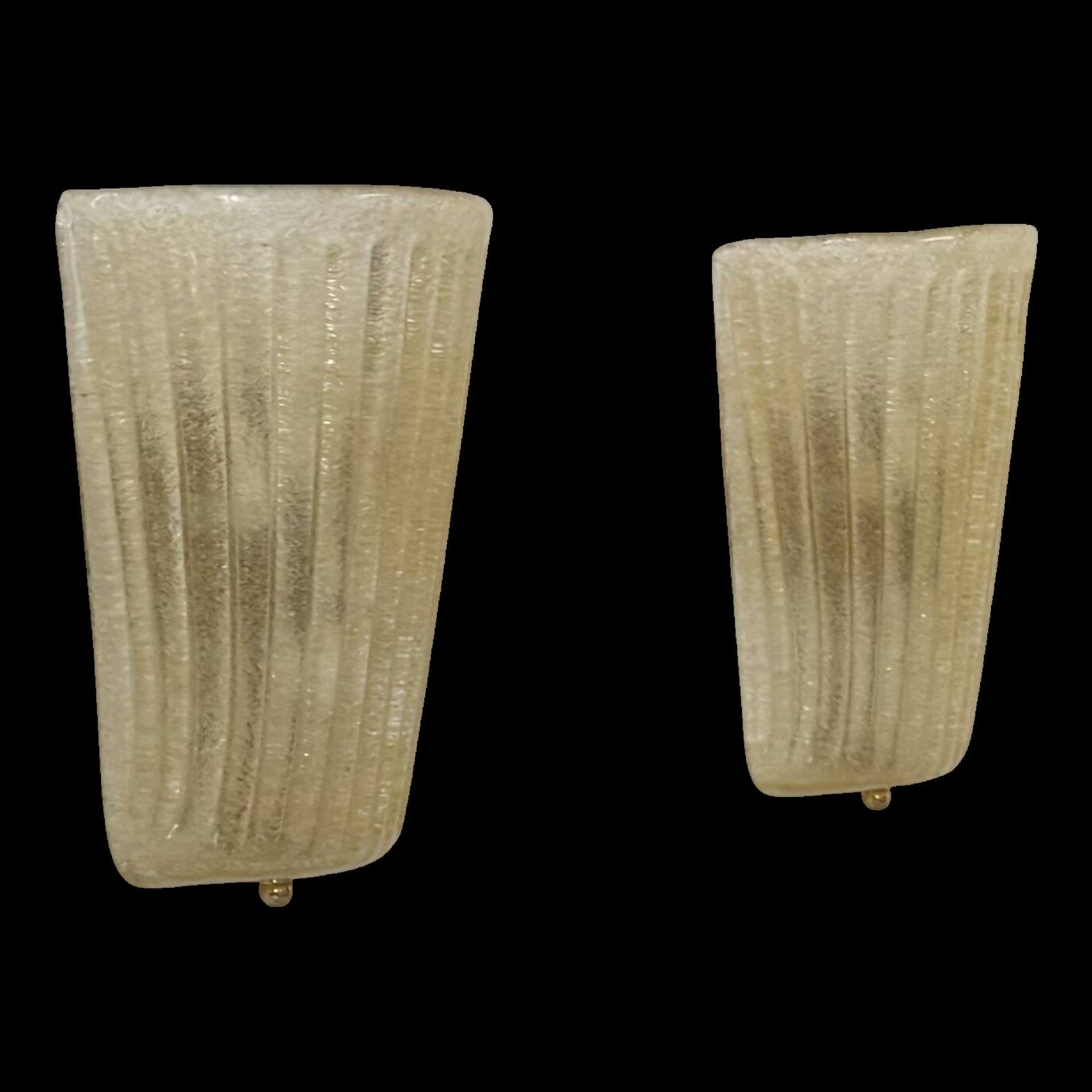 Pair Of Vintage Wall Sconces In Pressed Molded Murano Glass, Italy, 1980